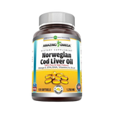 Amazing Omega, Norwegian Cod Liver Oil, Fresh lemon, 1250 Mg, 120 Softgels