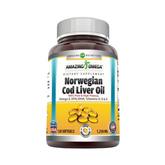 Amazing Omega, Norwegian Cod Liver Oil, Fresh Orange, 1250mg, 120 Softgels