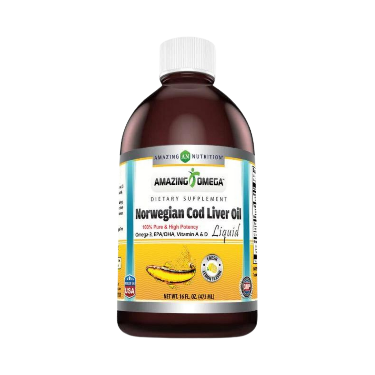 Amazing Omega, Norwegian Cod Liver Oil, Fresh Lemon, 16 Oz