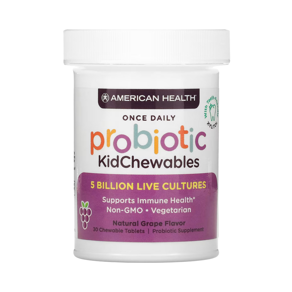 American Health, Probiotic Kid Chewables, Grape, 30 Tablets