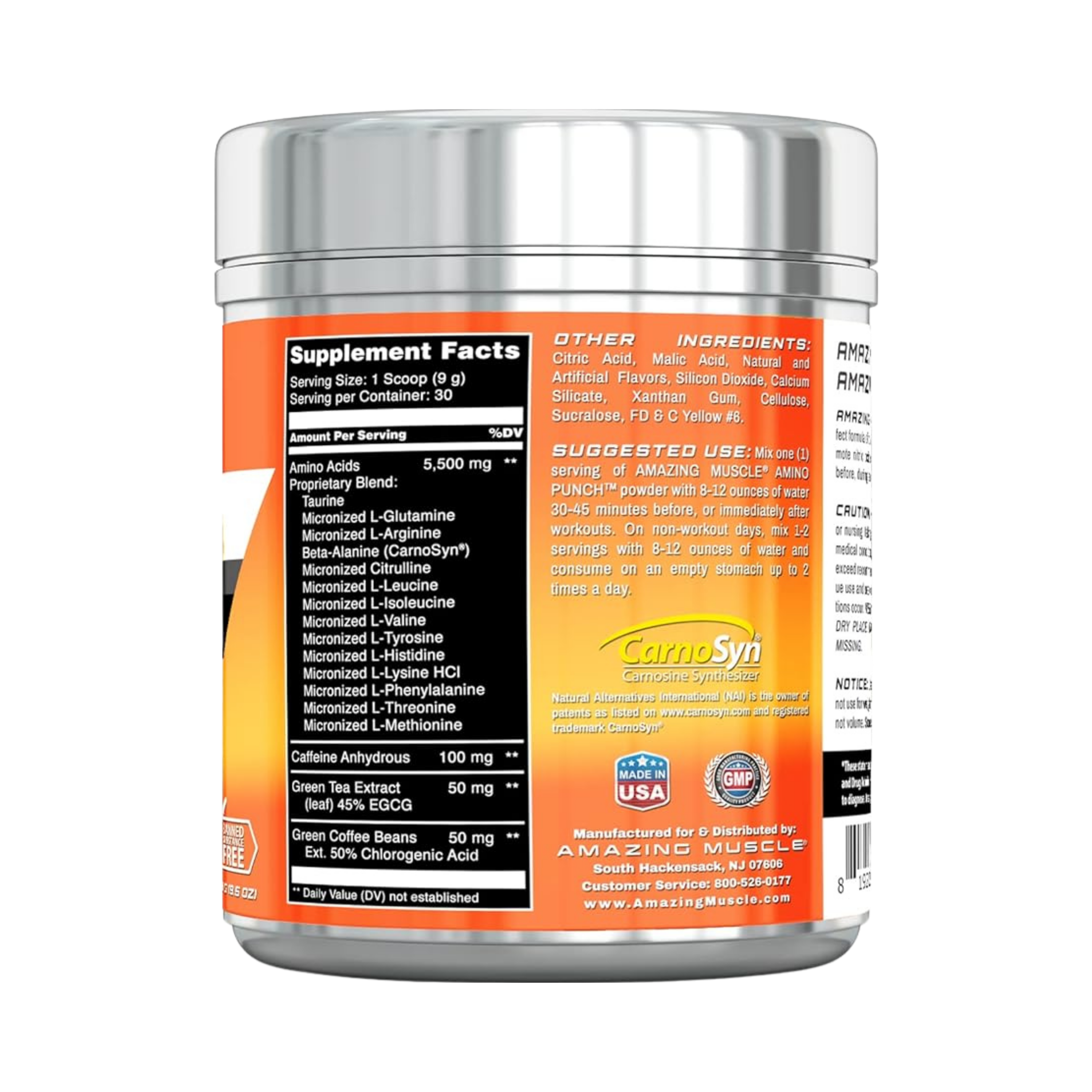 Amazing Muscle, Amino Punch, Orange, 30 Servings