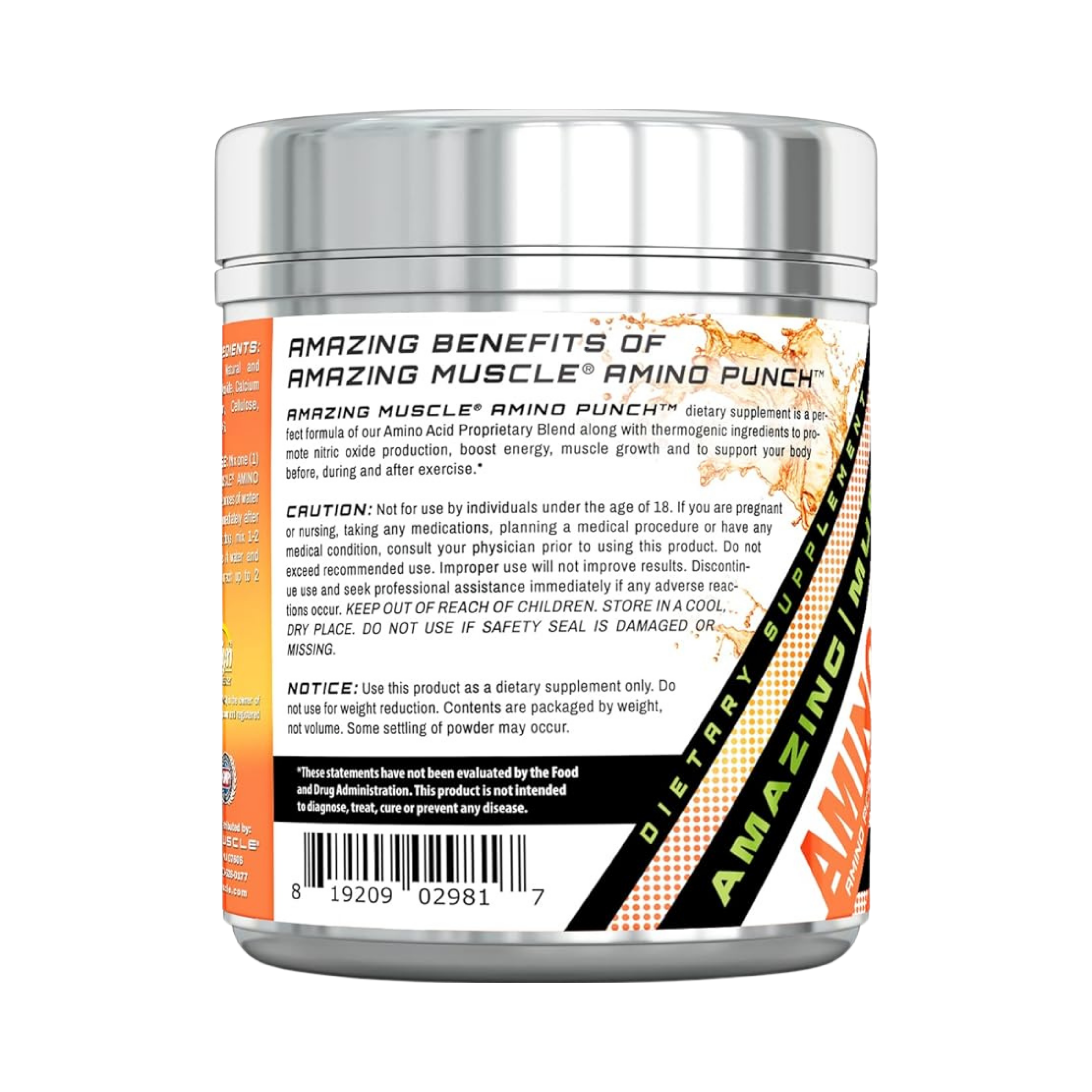 Amazing Muscle, Amino Punch, Orange, 30 Servings