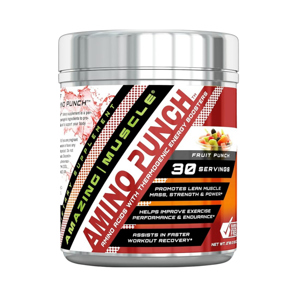 Amazing Muscle, Amino Punch, Fruit Punch, 30 Servings