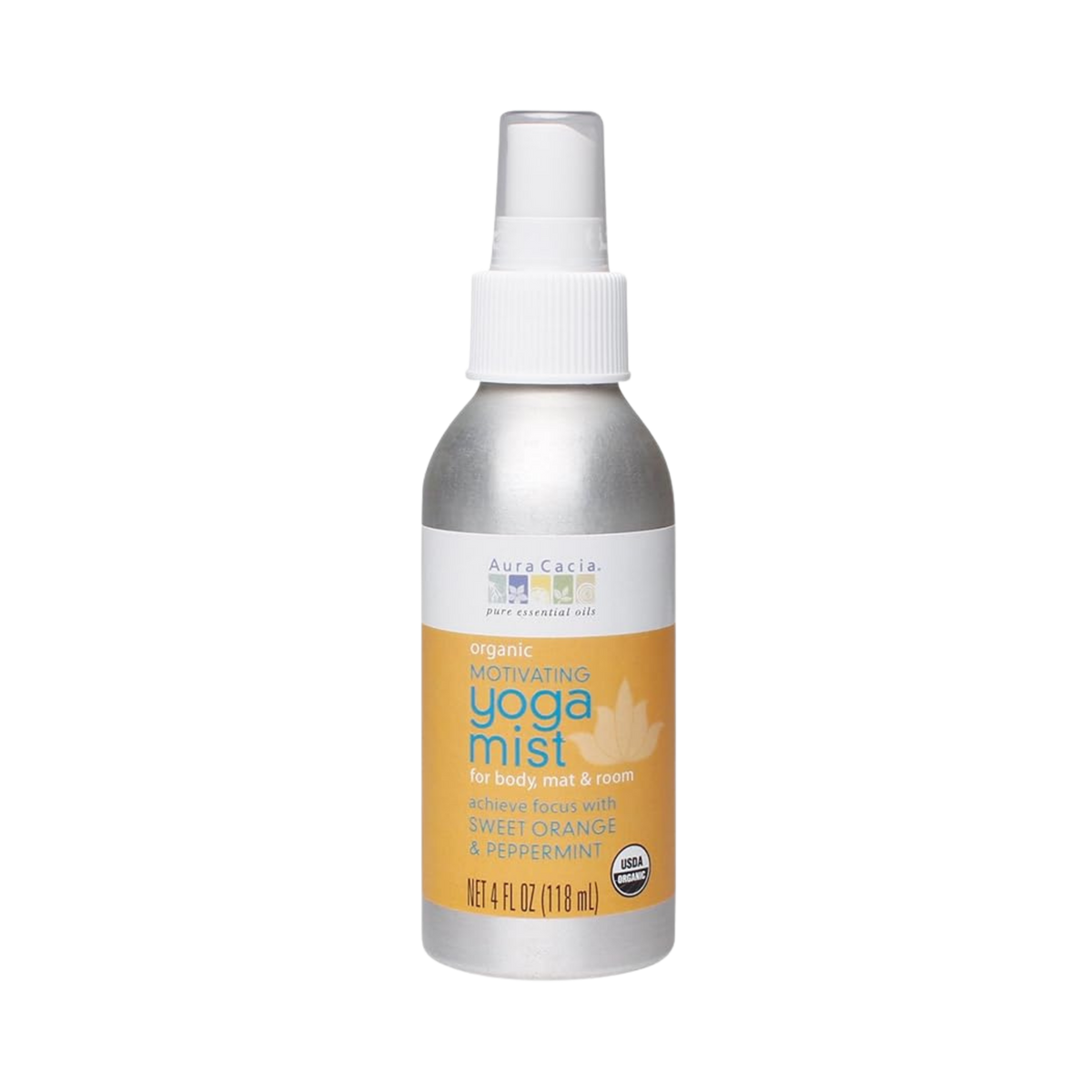 Aura Cacia, Organic Motivating Sweet Orange and Peppermint Yoga Mist, 4 Fl Oz