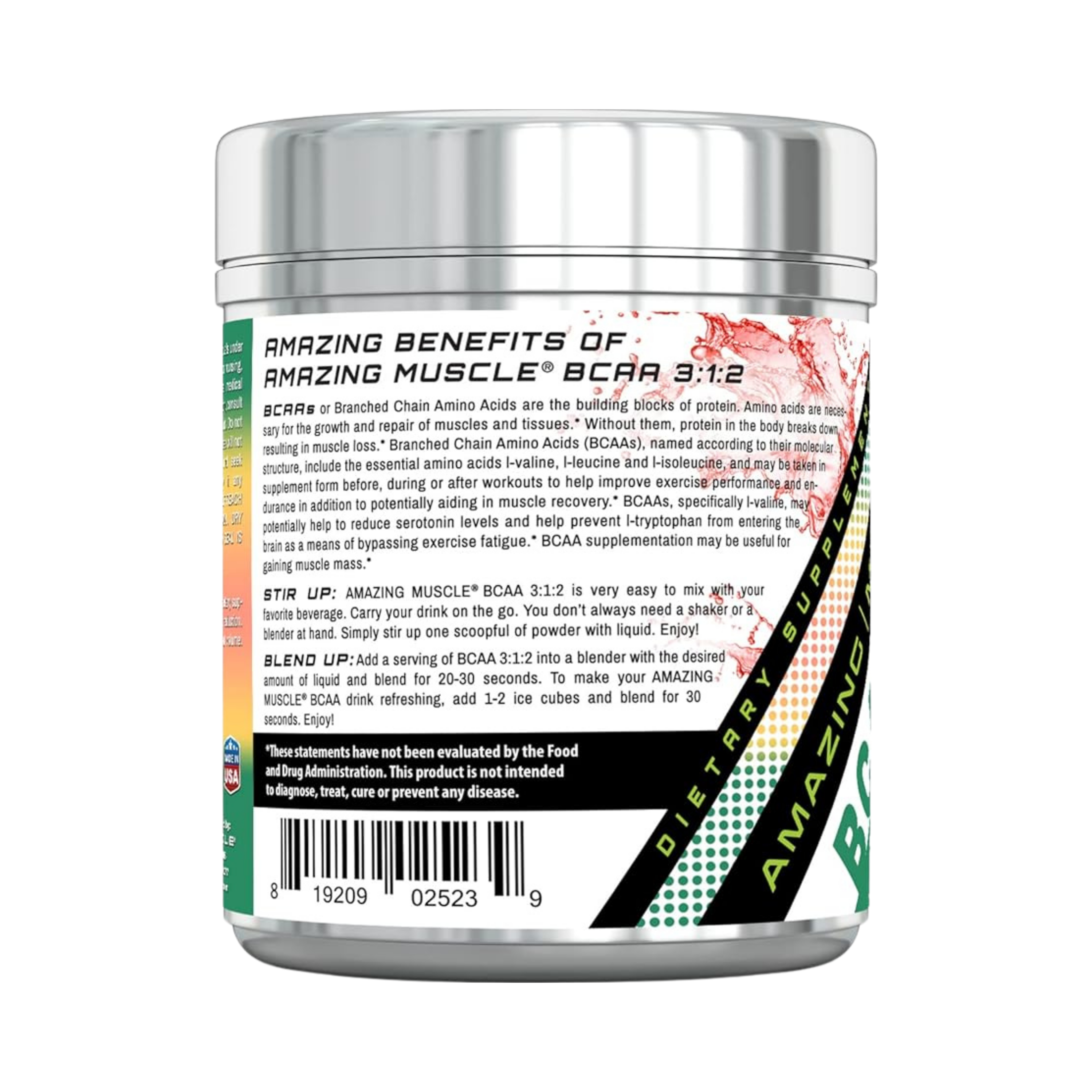 Amazing Muscle, BCAA 3:1:2 Branched Chain Amino Acid, Watermelon, 60 servings