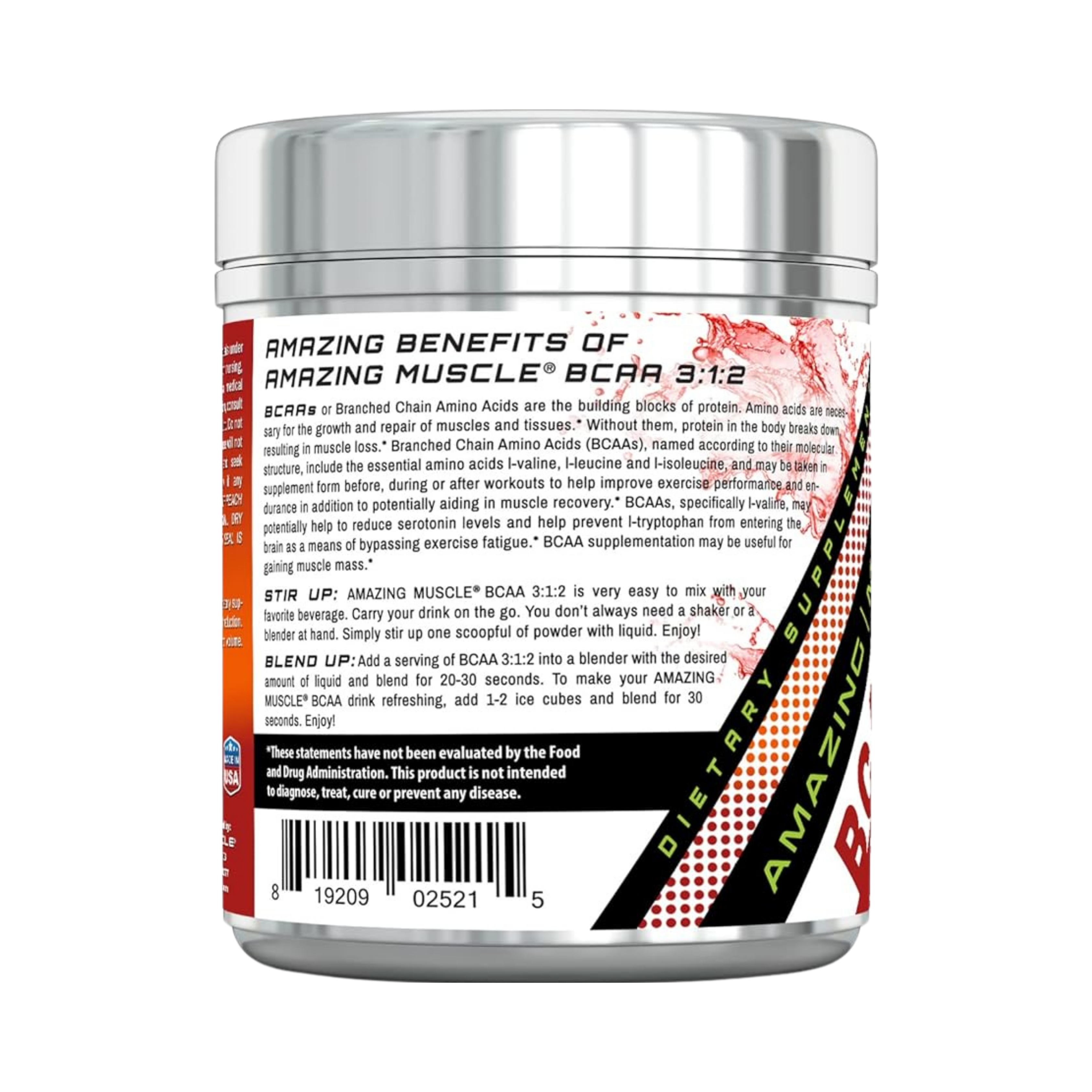 Amazing Muscle, BCAA 3:1:2 Branched Chain Amino Acid, Fruit Punch, 60 servings