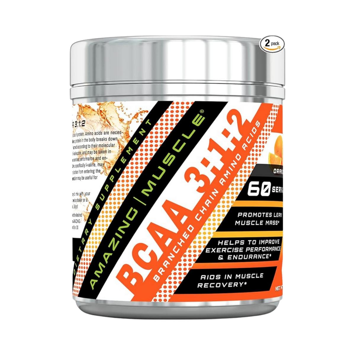 Amazing Muscle, BCAA 3:1:2 Branched Chain Amino Acid, Orange, 60 servings