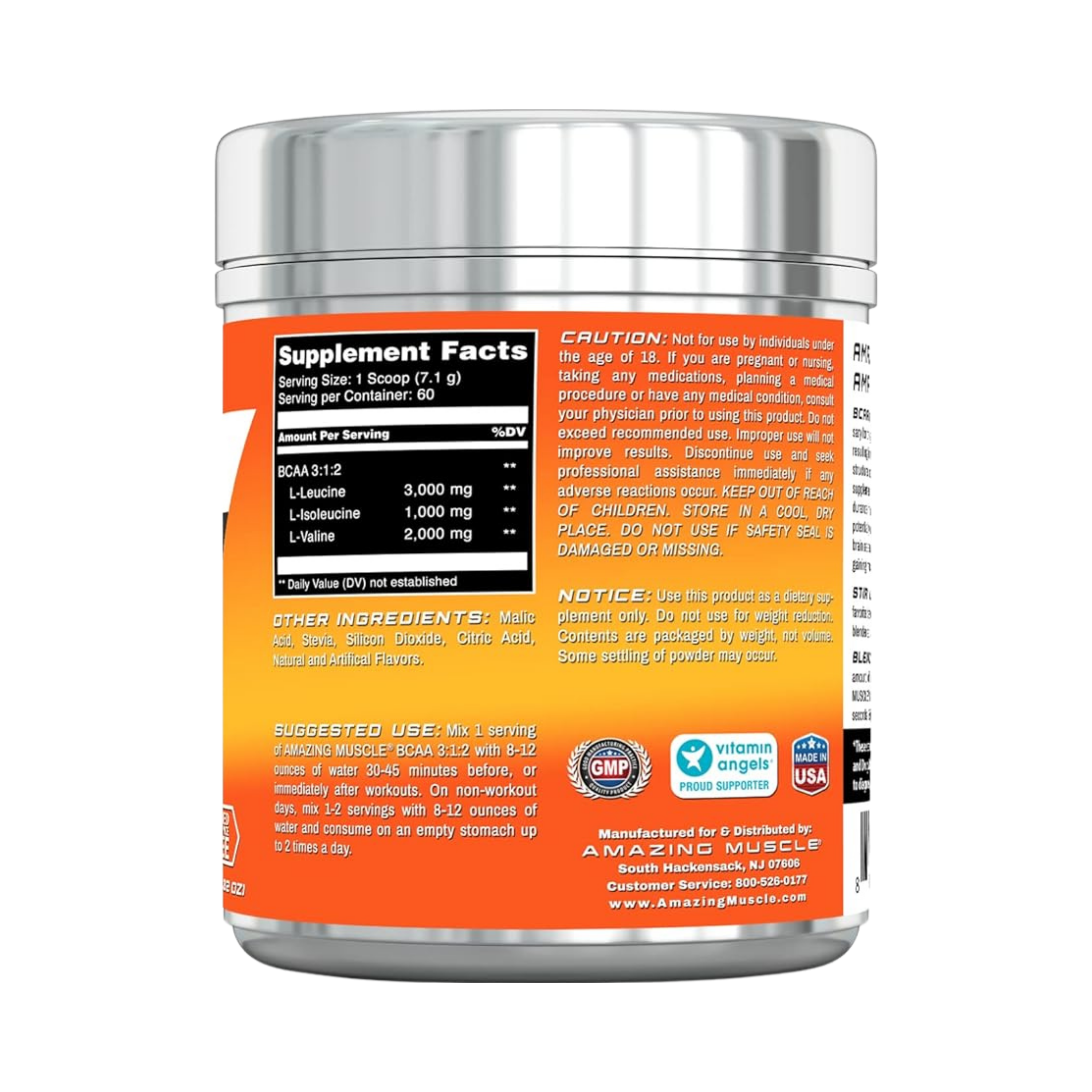 Amazing Muscle, BCAA 3:1:2 Branched Chain Amino Acid, Orange, 60 servings