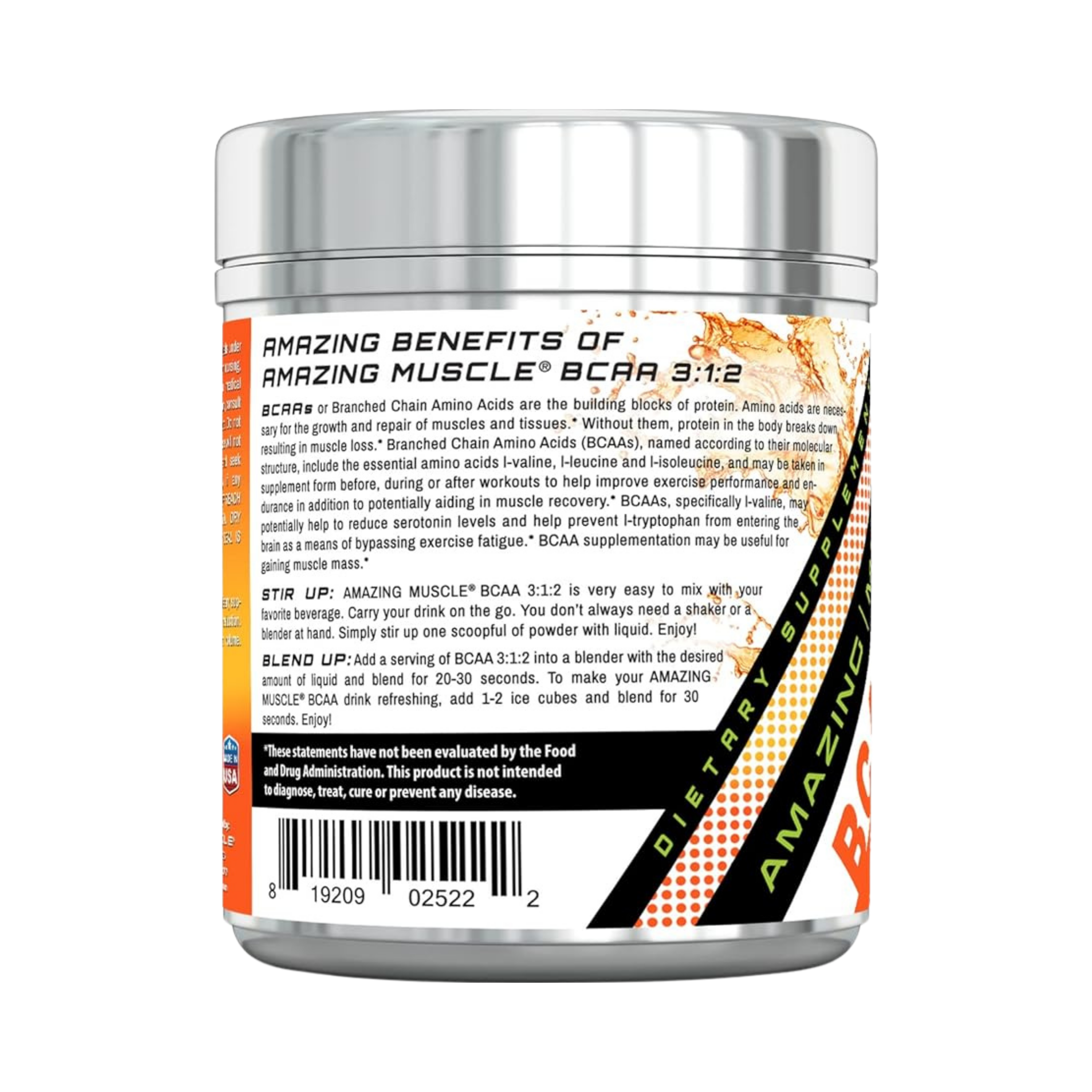 Amazing Muscle, BCAA 3:1:2 Branched Chain Amino Acid, Orange, 60 servings