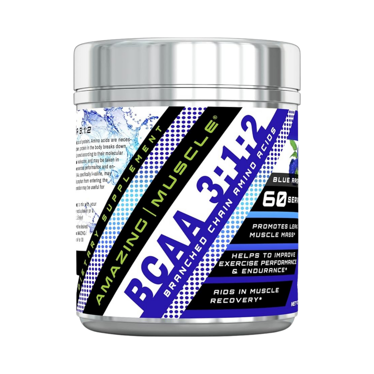 Amazing Muscle, BCAA 3:1:2 Branched Chain Amino Acid, Blue Raspberry, 60 servings