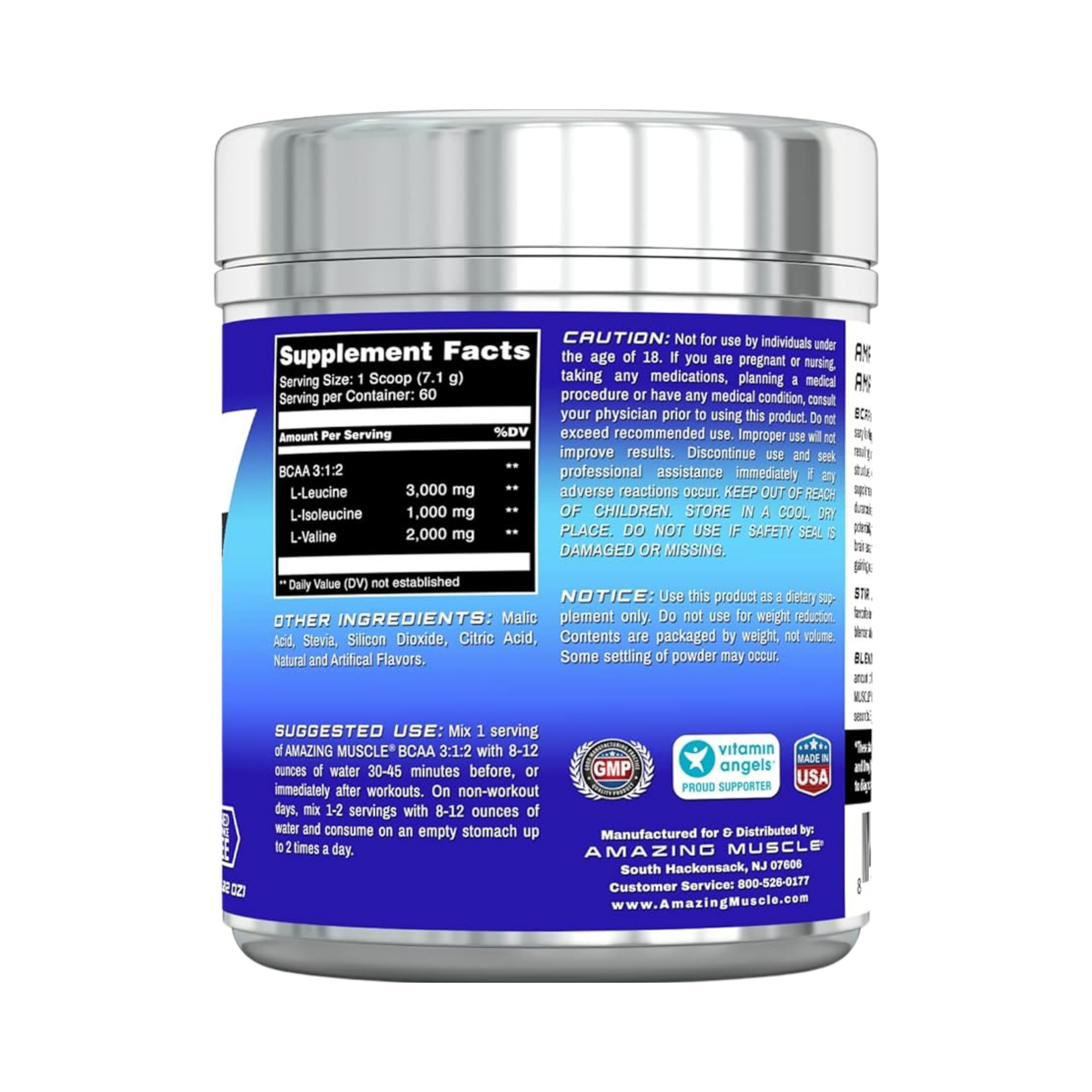 Amazing Muscle, BCAA 3:1:2 Branched Chain Amino Acid, Blue Raspberry, 60 servings