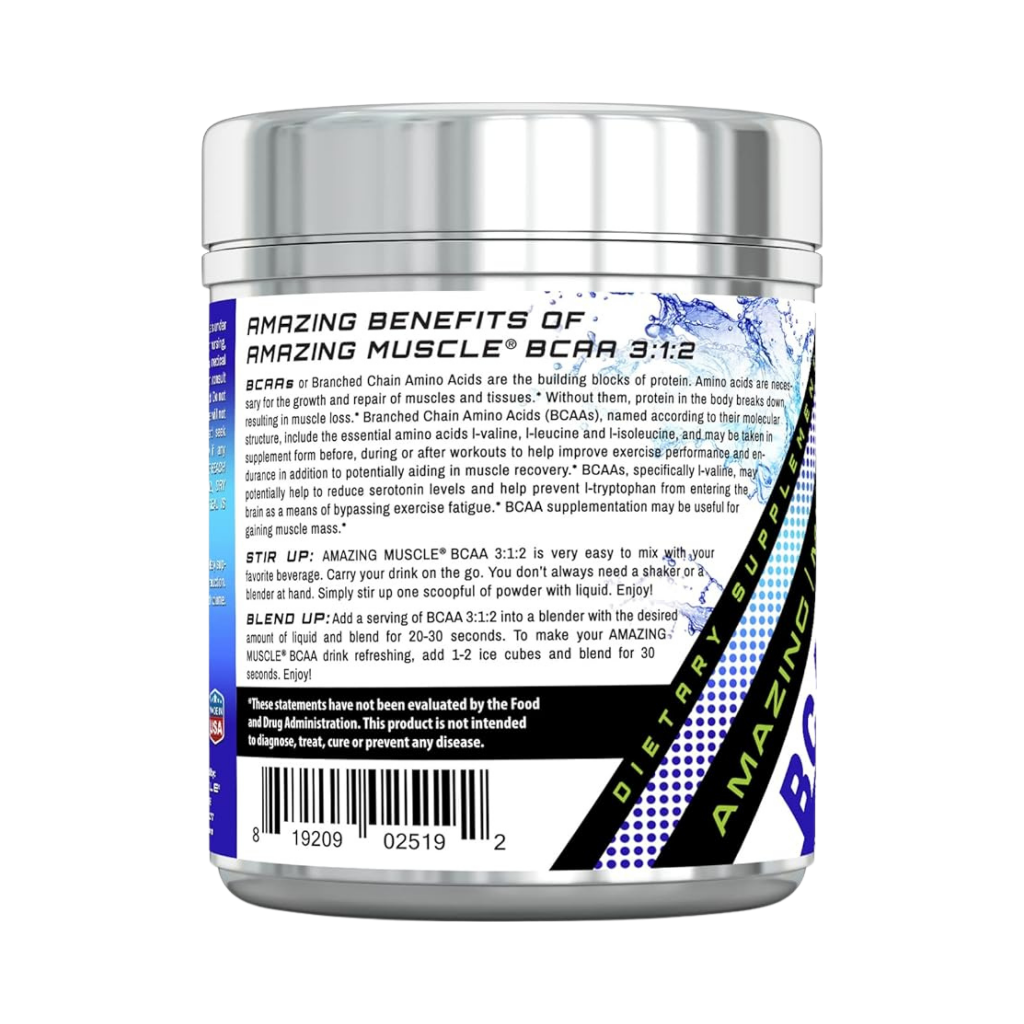 Amazing Muscle, BCAA 3:1:2 Branched Chain Amino Acid, Blue Raspberry, 60 servings