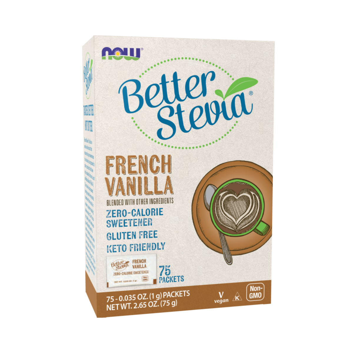 NOW Foods, BetterStevia, Zero Calorie Sweetener, French Vanilla, 75 Packets