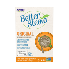 NOW Foods, Better Stevia, Zero-Calorie Sweetener, Original, 100 Packets, 3.5 Oz