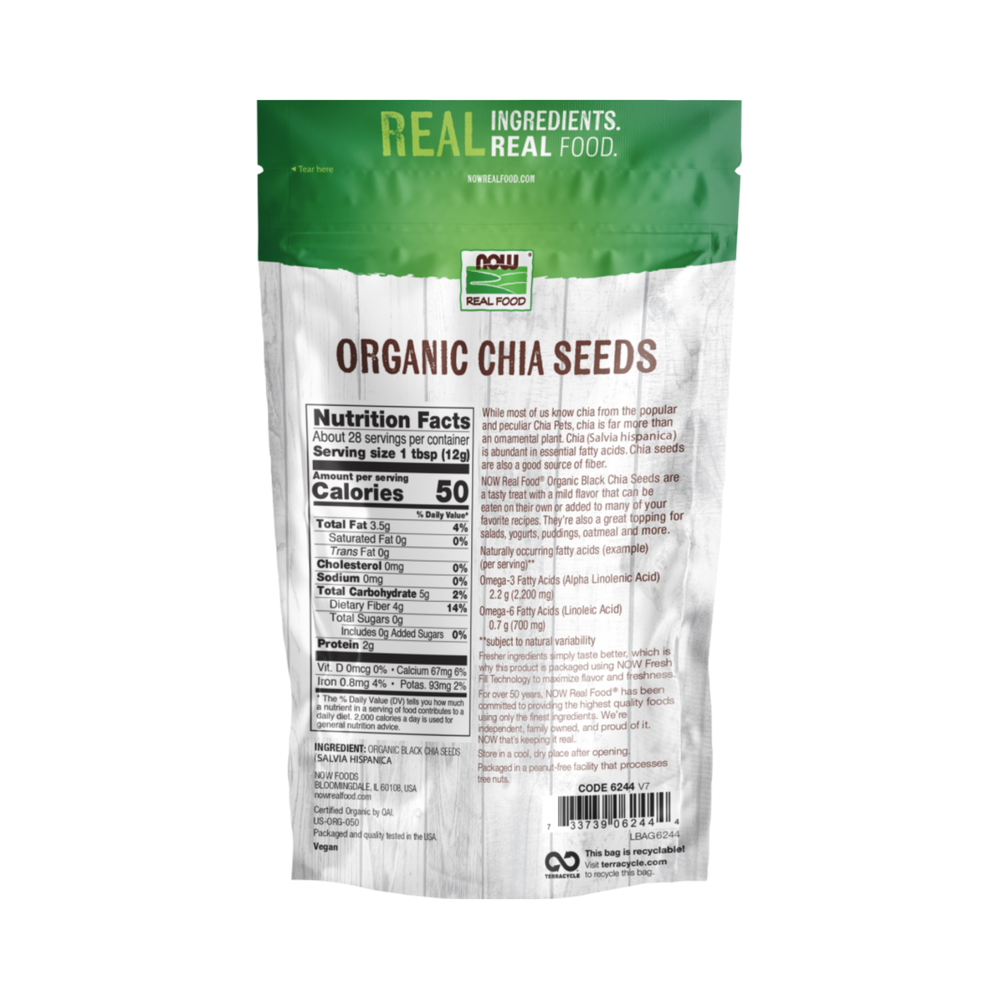 NOW Foods, Real Food, Organic Chia Seeds, 12 Oz