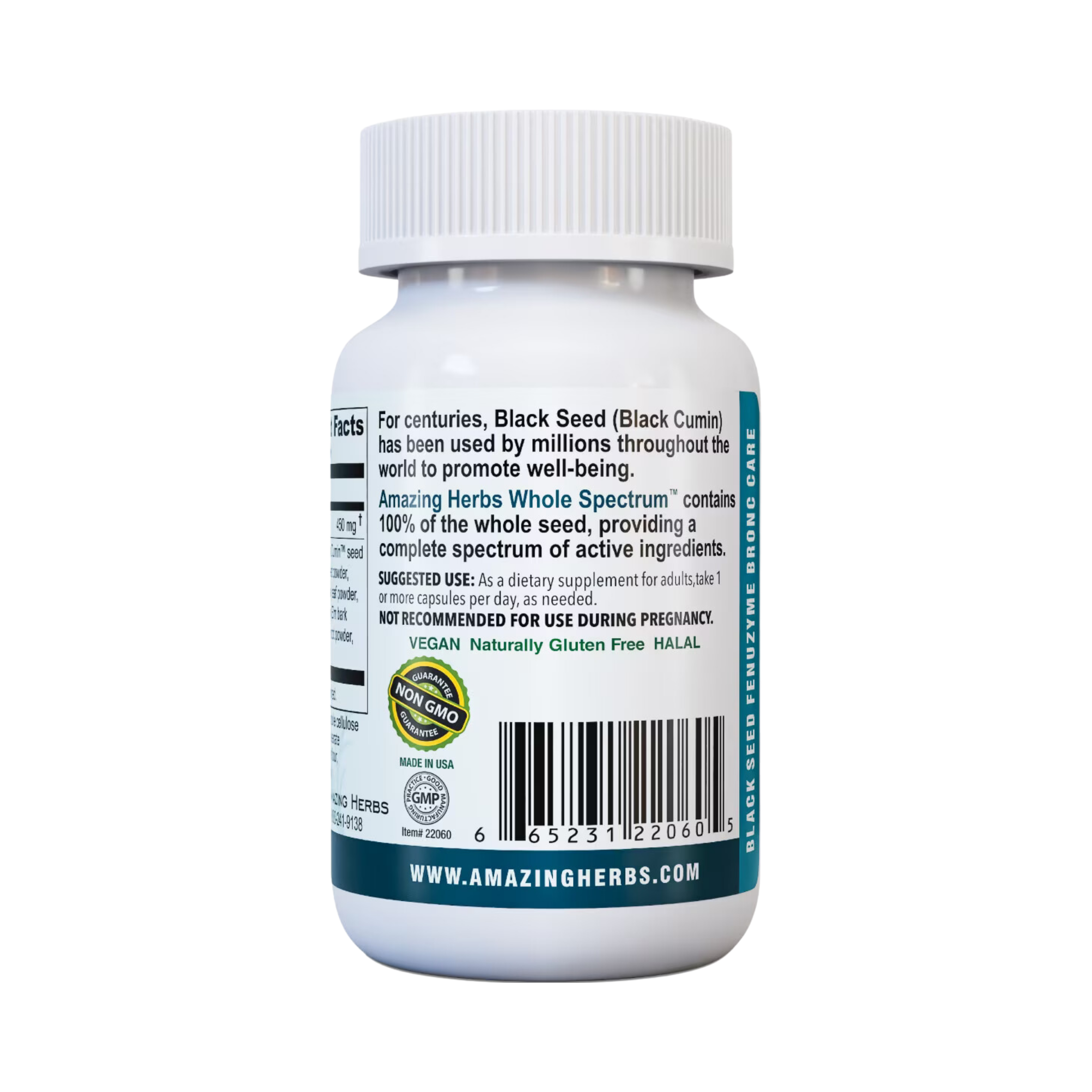 Amazing Herbs, Black Seed Fenuzyme Bronc Care, 60 Capsules