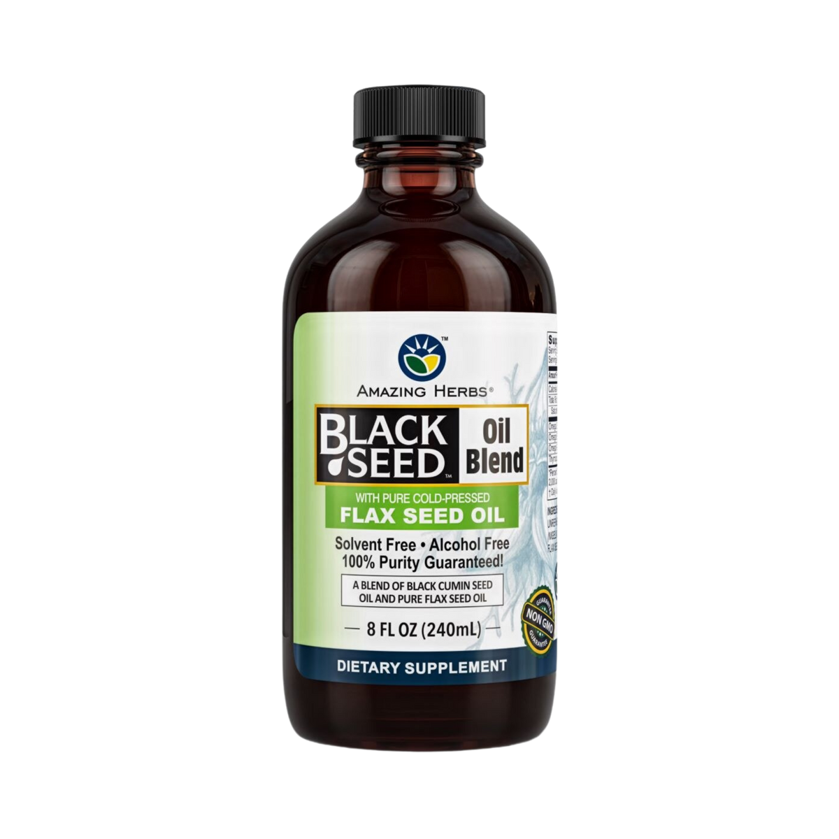 Amazing Herbs, Black Seed Oil Blend, With Pure Cold-Pressed Flax Seed Oil, 8 Fl Oz