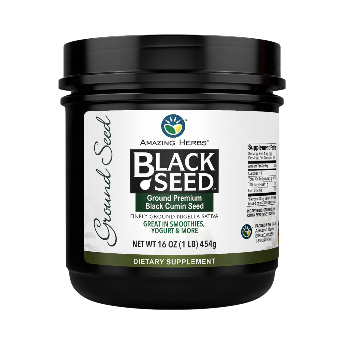 Amazing Herbs, Black Seed, Ground Premium Black Cumin Seed, 1 Lb