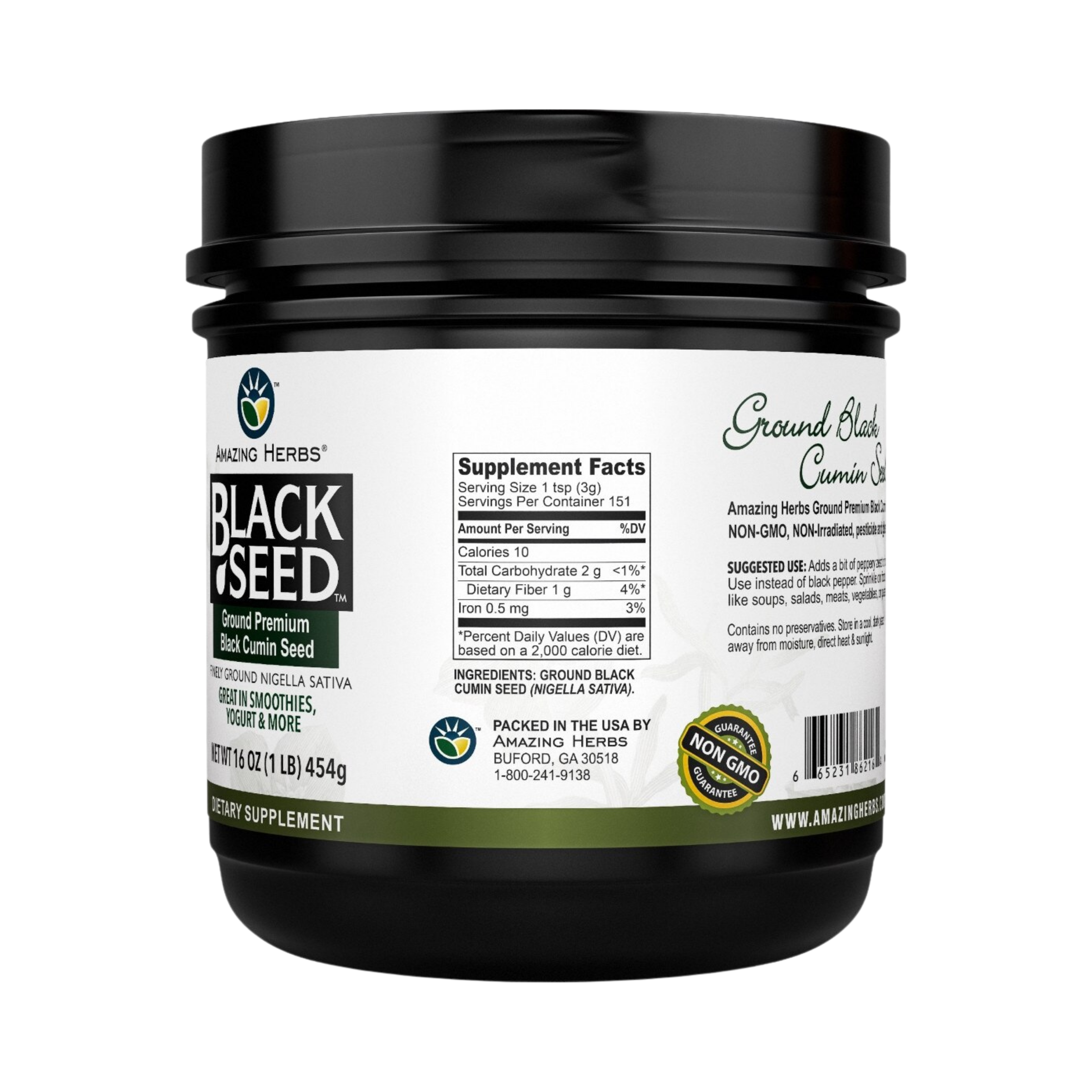 Amazing Herbs, Black Seed, Ground Premium Black Cumin Seed, 1 Lb