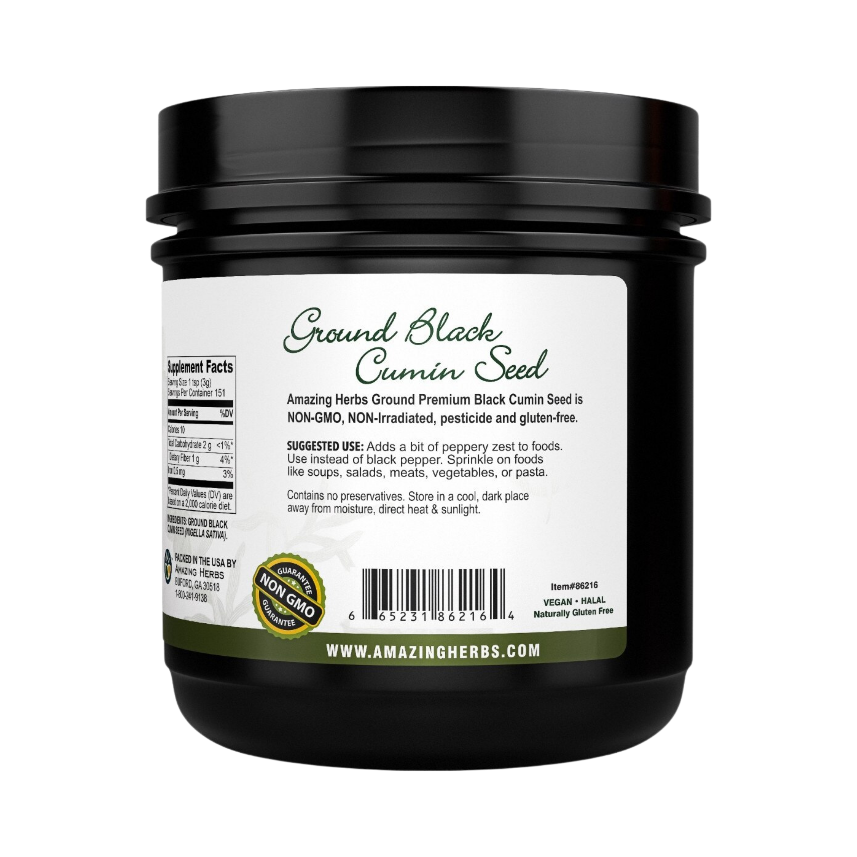 Amazing Herbs, Black Seed, Ground Premium Black Cumin Seed, 1 Lb