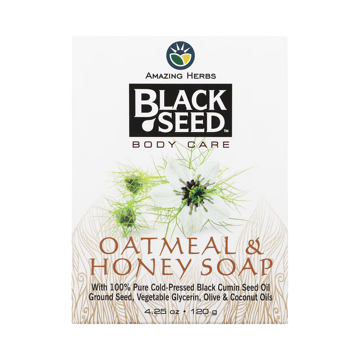 Amazing Herbs, Black Seed, Oatmeal & Honey Bar Soap, 4.25 Oz