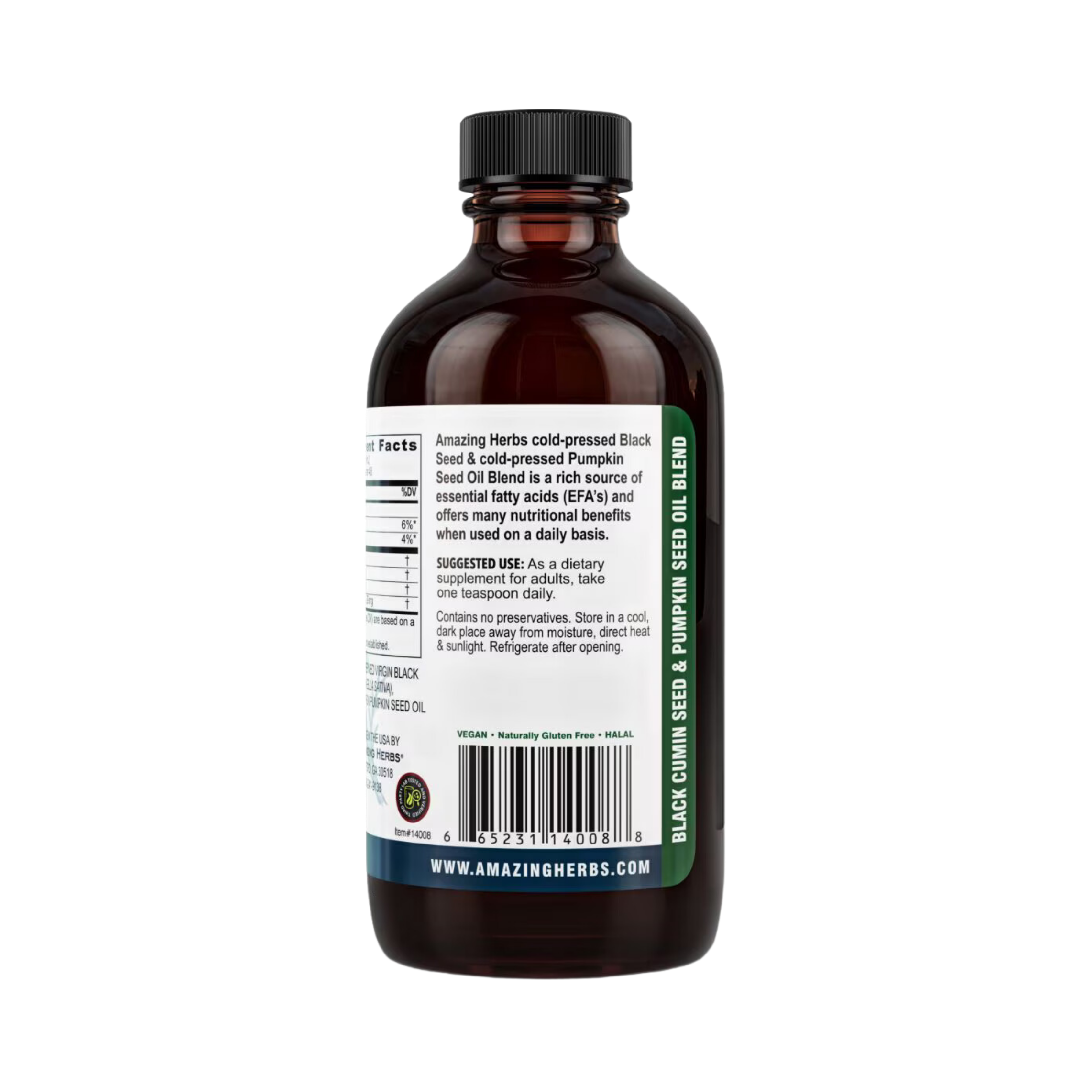 Amazing Herbs, Black Seed Oil Blend with Pumpkin Seed Oil, 8 Fl Oz