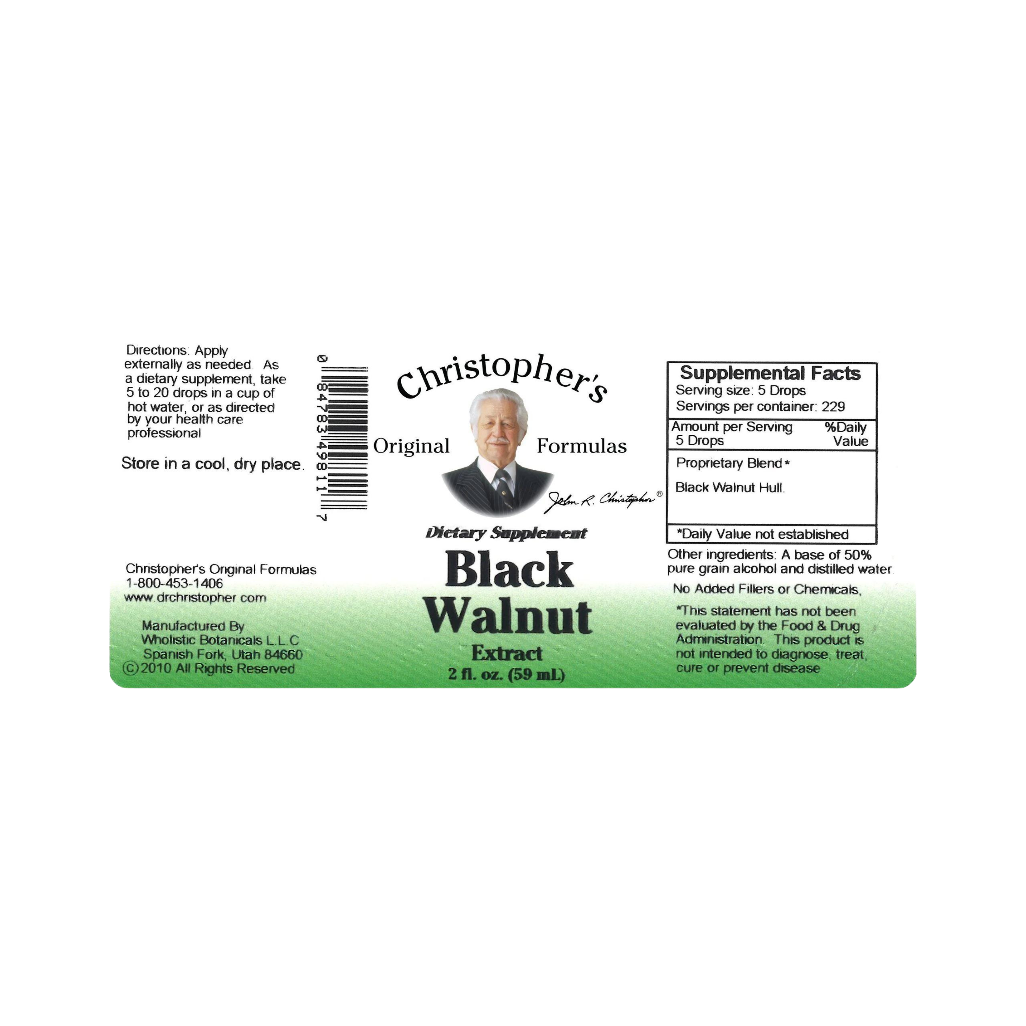 Christopher's Original Formulas, Black Walnut Hull, Alcohol Extract, 2 Oz