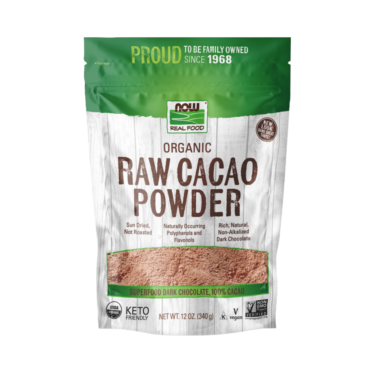 NOW Foods, Real Food, Organic Raw Cacao Powder, 12 Oz