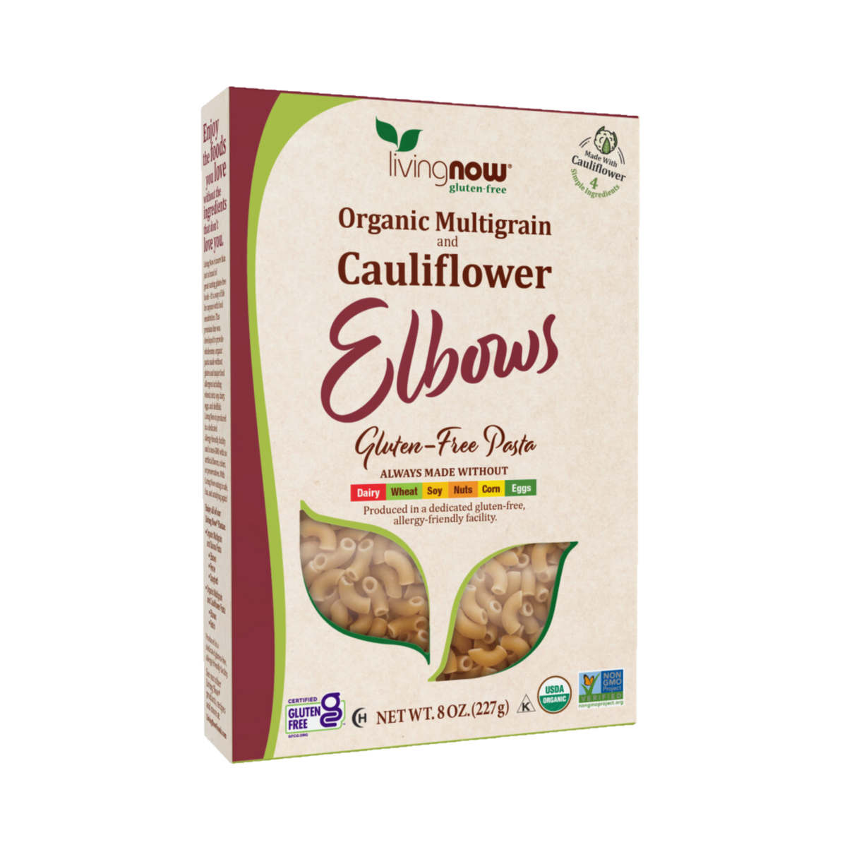 NOW Foods, Organic Multigrain and Cauliflower Elbows, Gluten Free, 8 Oz