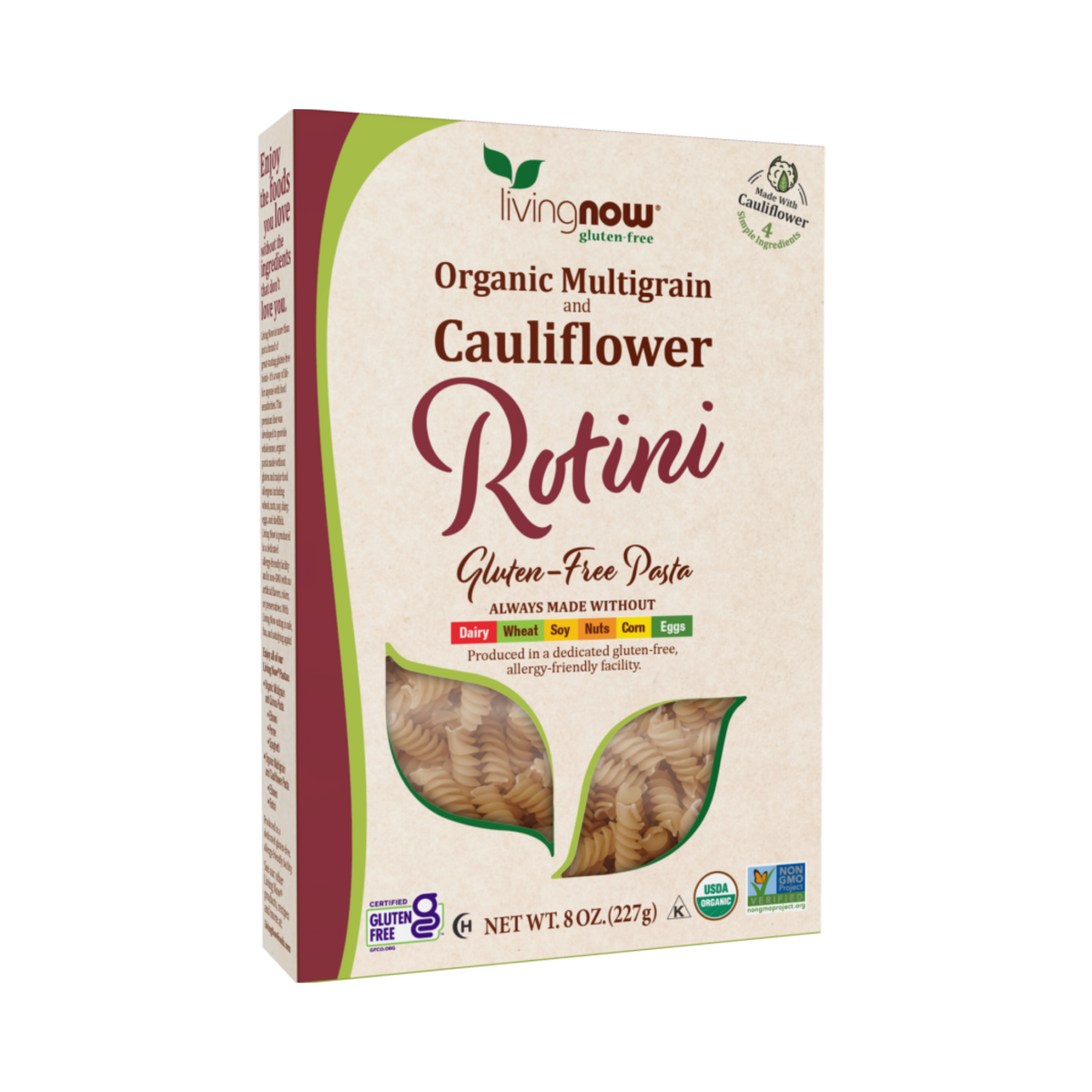 NOW Foods, Organic Multigrain and Cauliflower Rotini, Gluten Free, 8 Oz