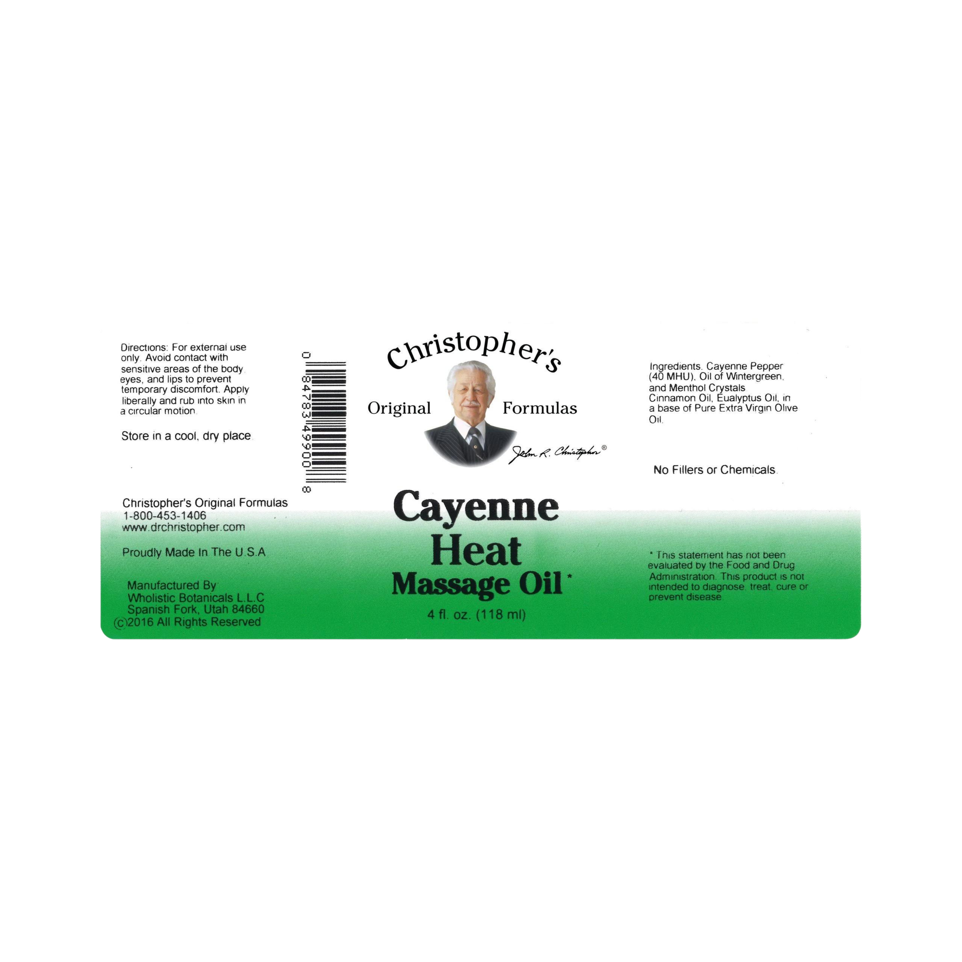 Christopher's Original Formulas, Cayenne Heat Massage Oil, 4 Oz