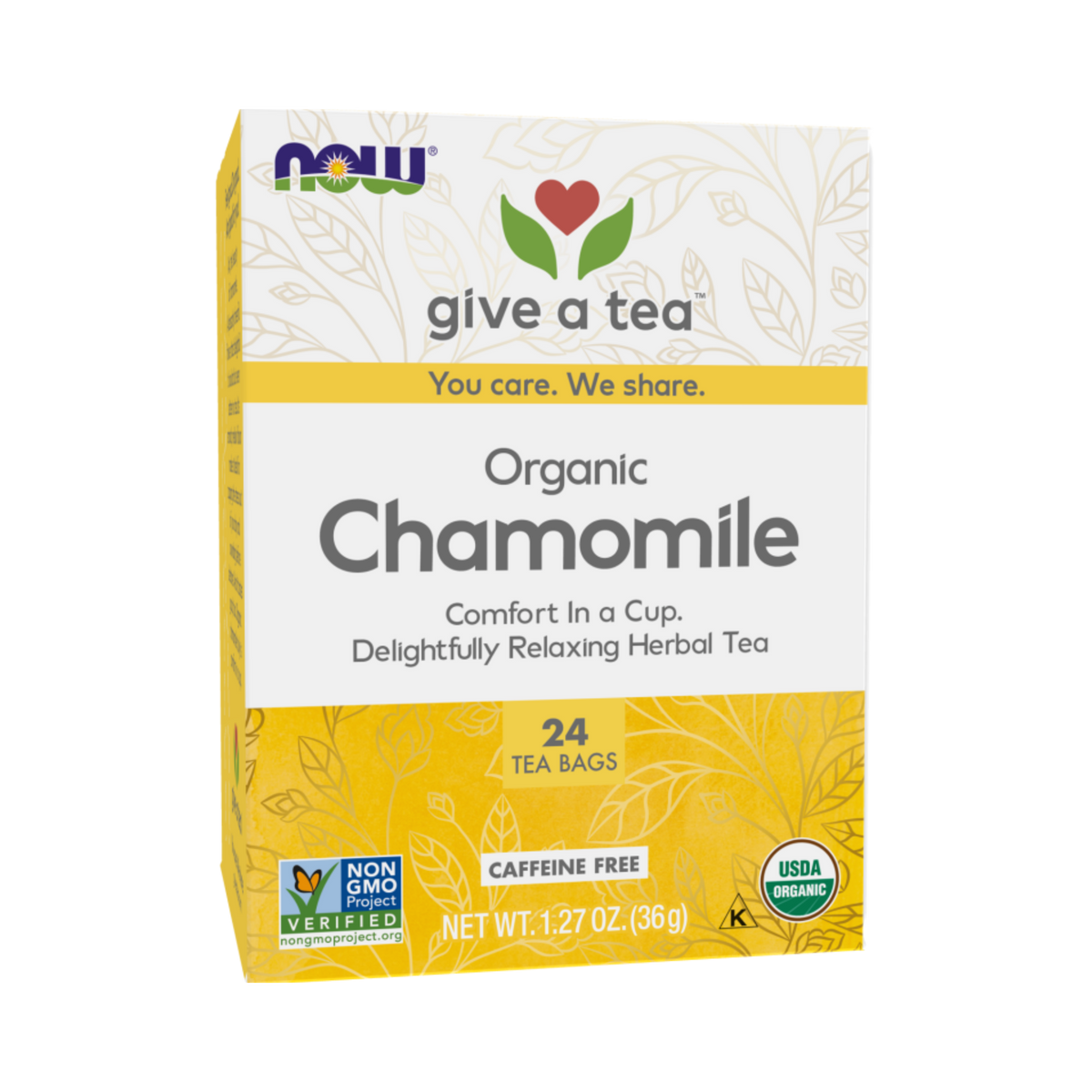 NOW Foods, Organic Chamomile, Caffeine Free, 24 Tea Bags, 1.27 Oz