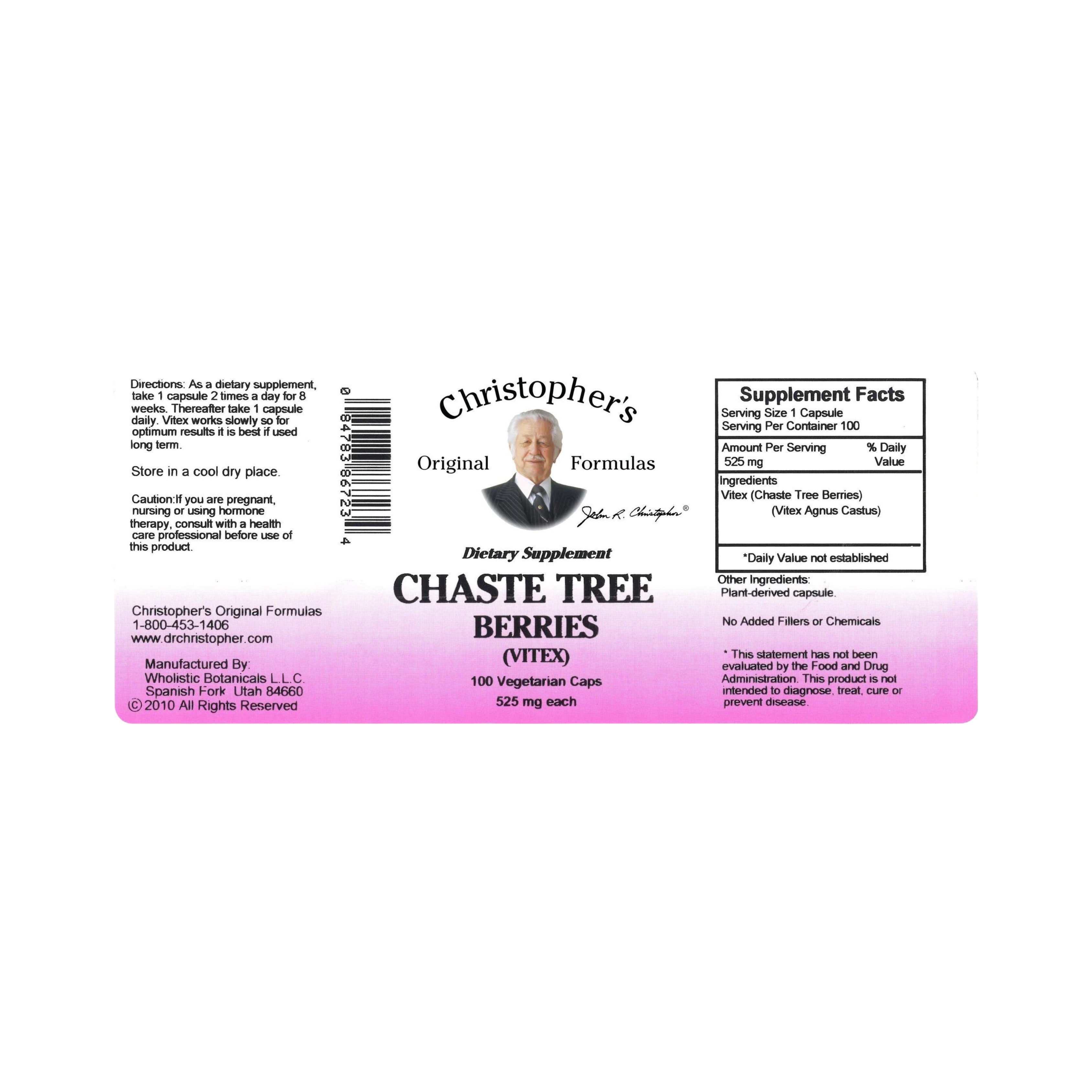 Christopher's Original Formulas, Chaste Tree Berry, 100 Capsules