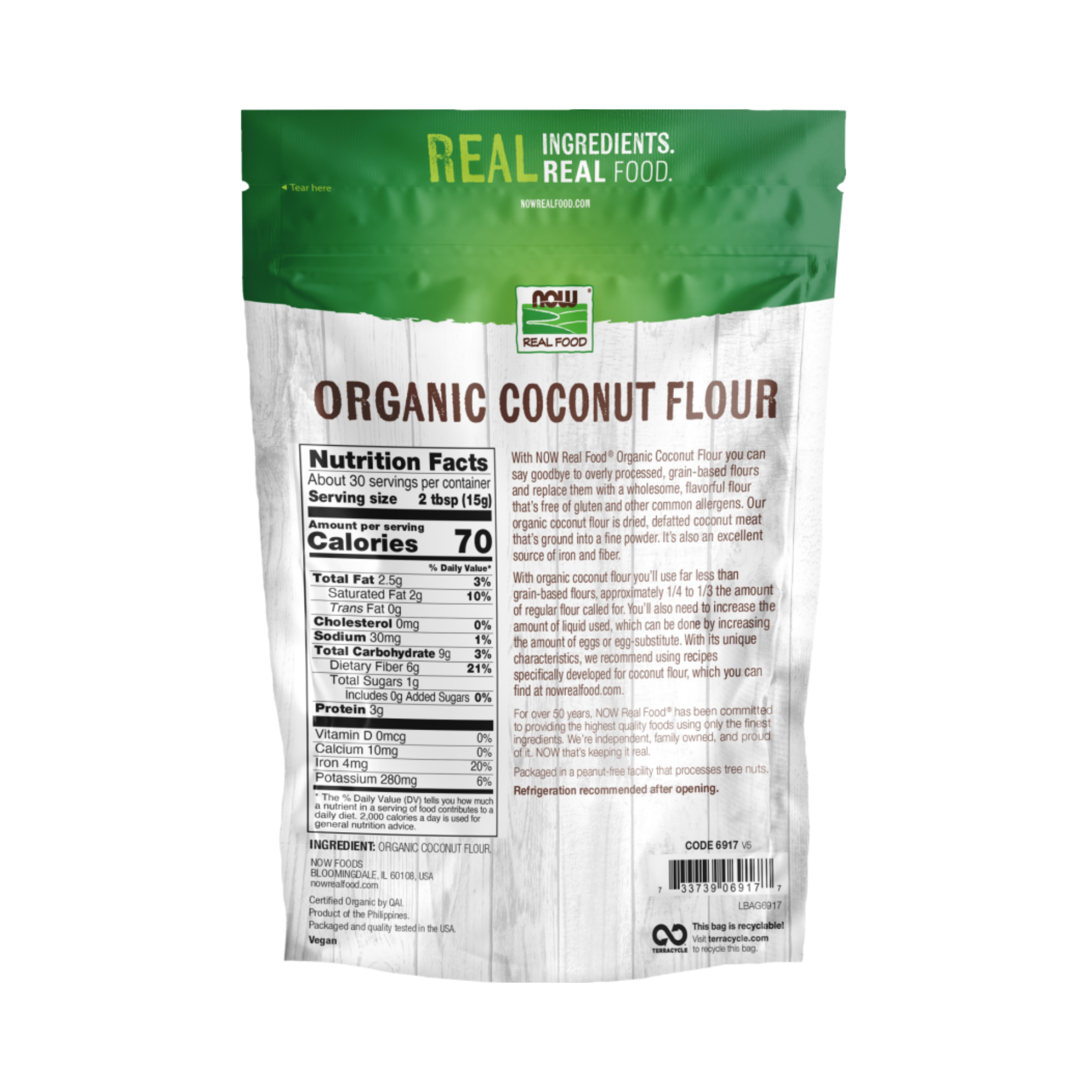 NOW Foods, Organic Coconut Flour, 16 Oz