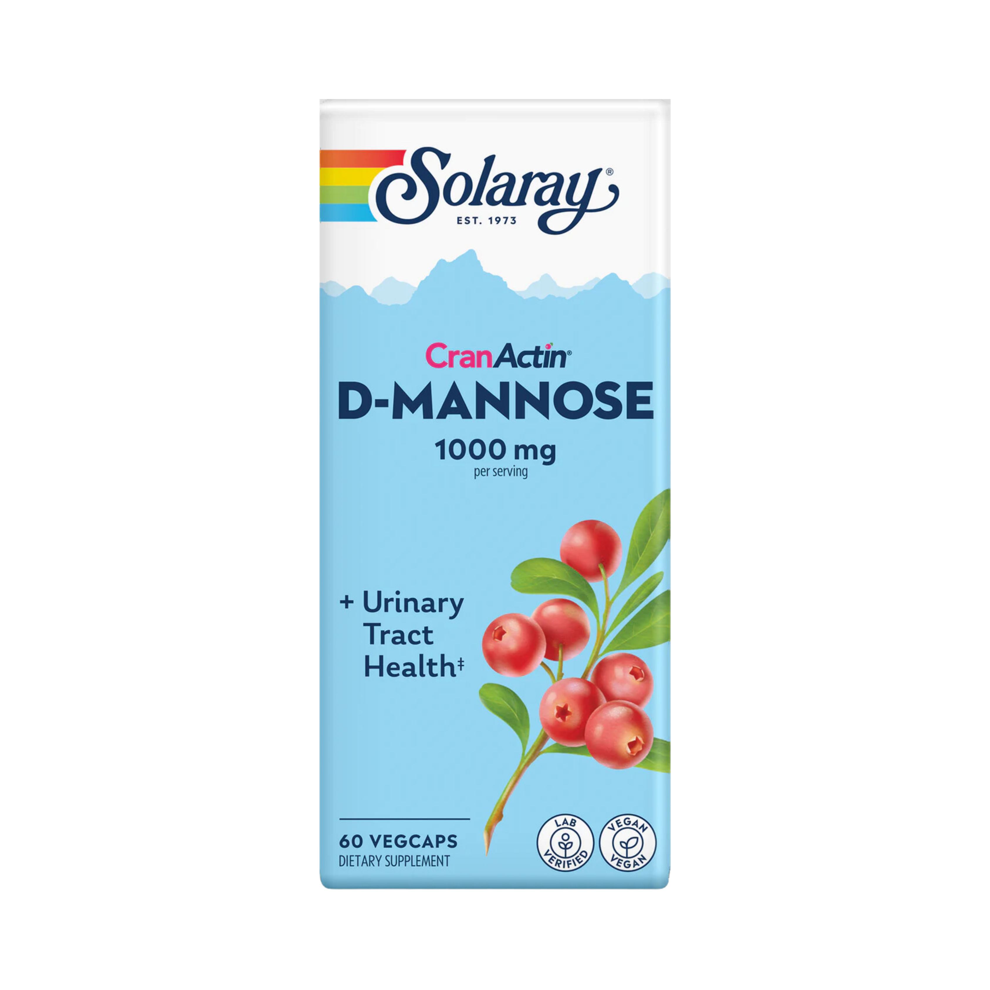 Solaray, D-Mannose With CranActin, 1000 Mg, 60 Capsules