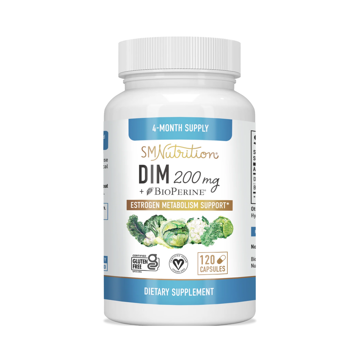 SMNutrition, DIM 200mg with BioPerine, 120 Capsules