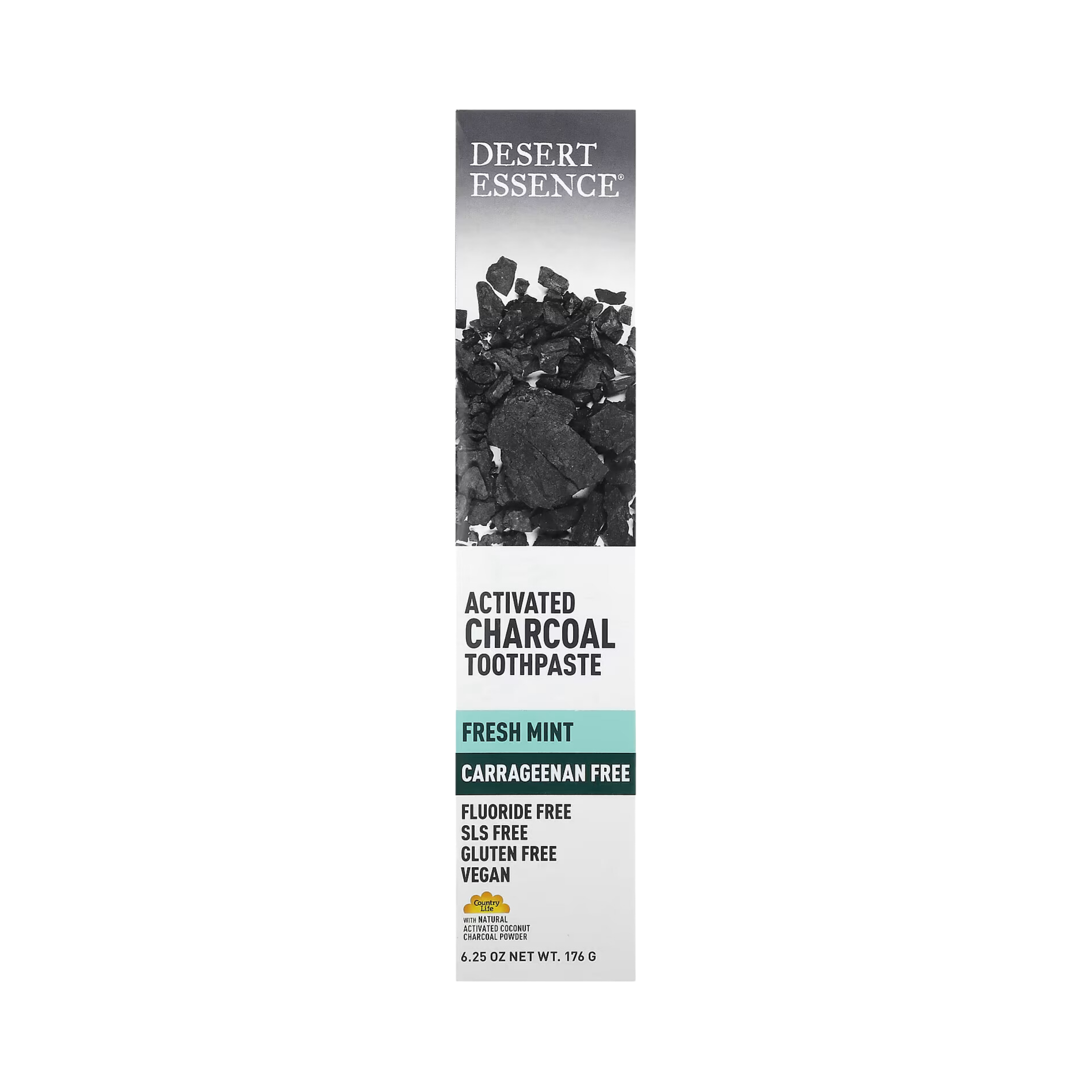 Desert Essence, Activated Charcoal Carrageenan Free Toothpaste, 6.25 Oz