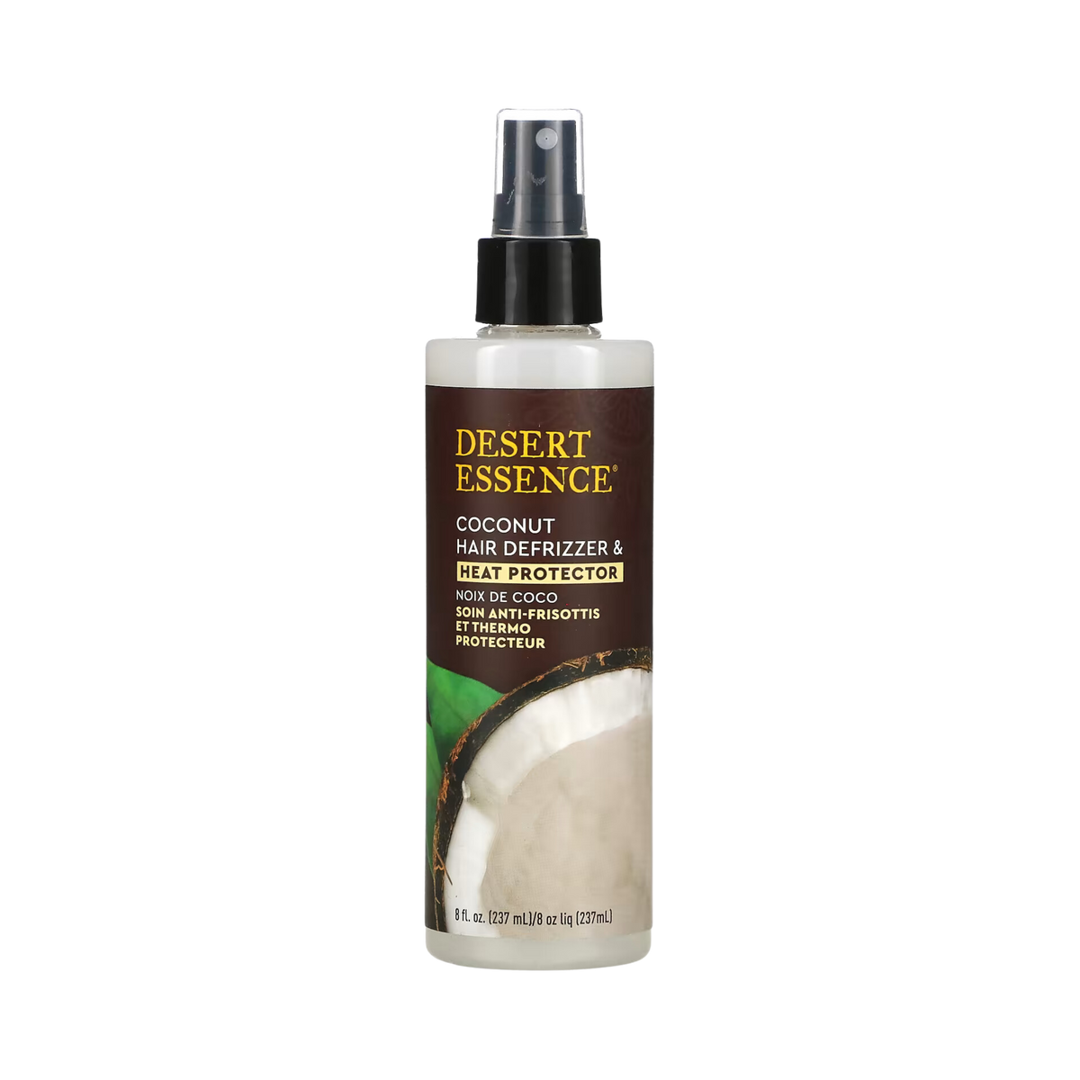 Desert Essence, Coconut Hair Defrizzer & Heat Protector Spray, 8 Oz