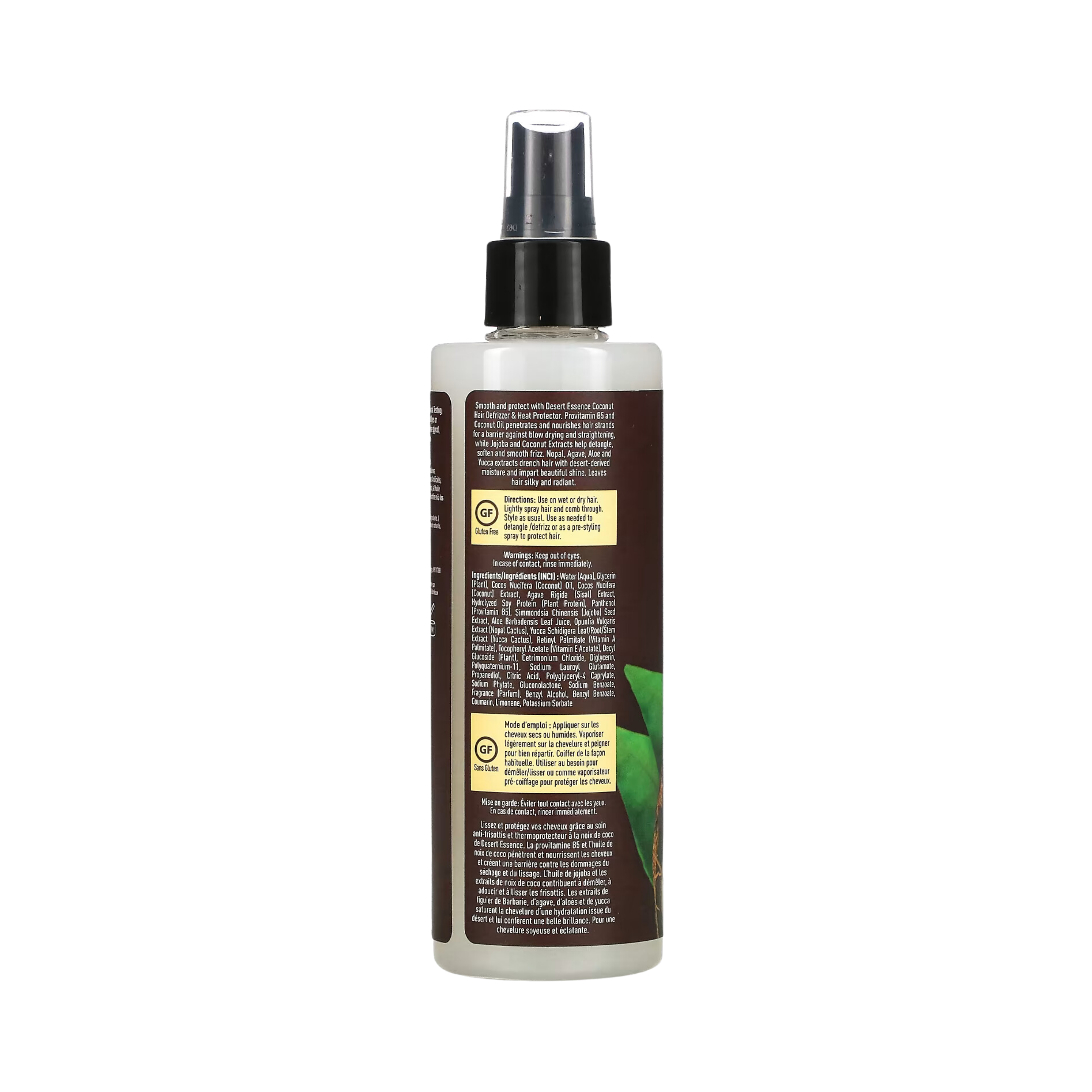 Desert Essence, Coconut Hair Defrizzer & Heat Protector Spray, 8 Oz