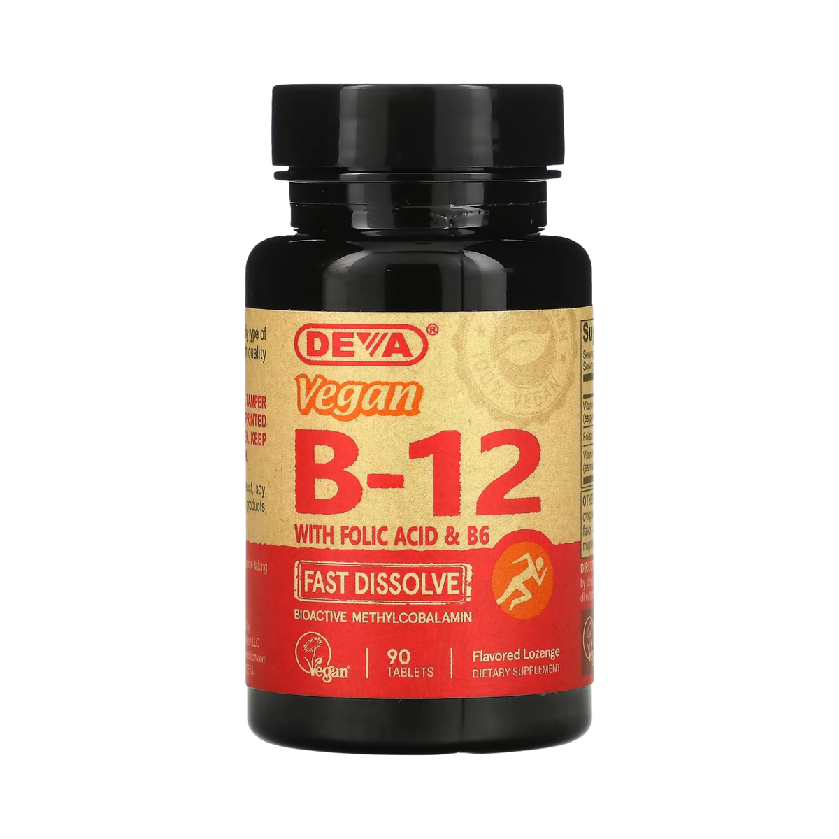 Deva, Vegan B12 with Folic Acid & B6, Fast-Dissolve, 90 Tablets