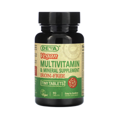 Deva, Vegan Tiny-Tablets Multivitamin & Mineral Supplement, Iron-Free, 90 Tablets