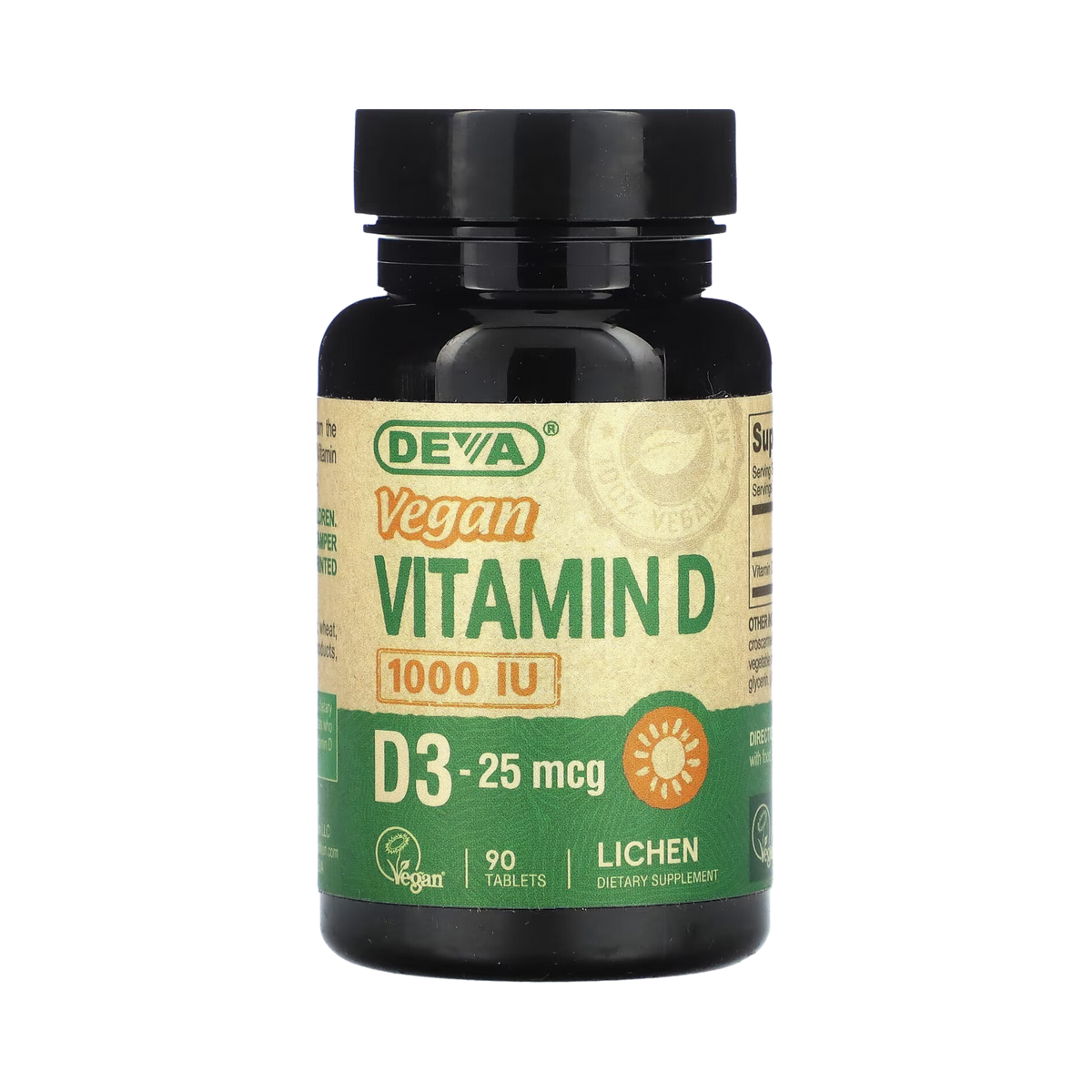 Deva, Vegan Vitamin D3, 25 Mcg, 90 Tablets