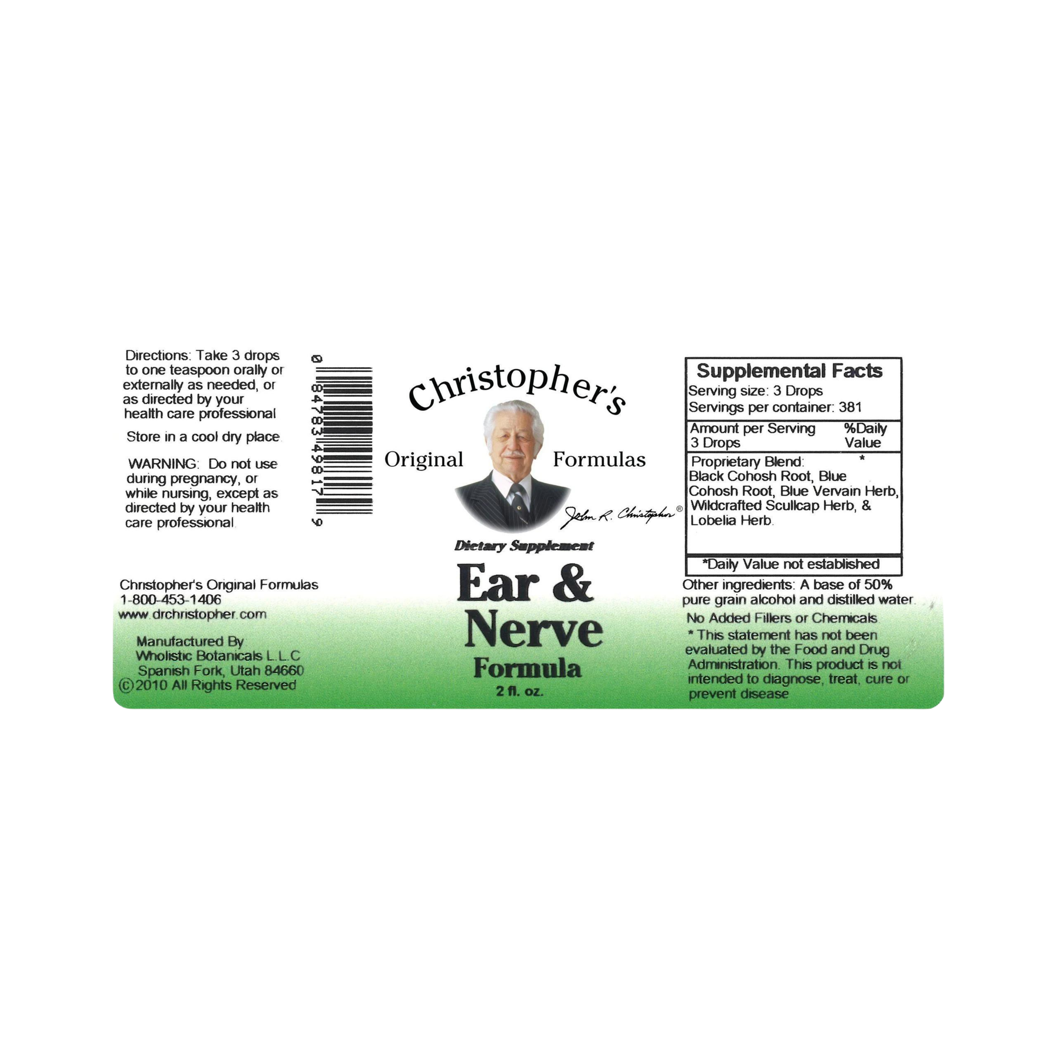 Christopher's Original Formulas, Ear & Nerve Formula Alcohol Extract, 2 Oz