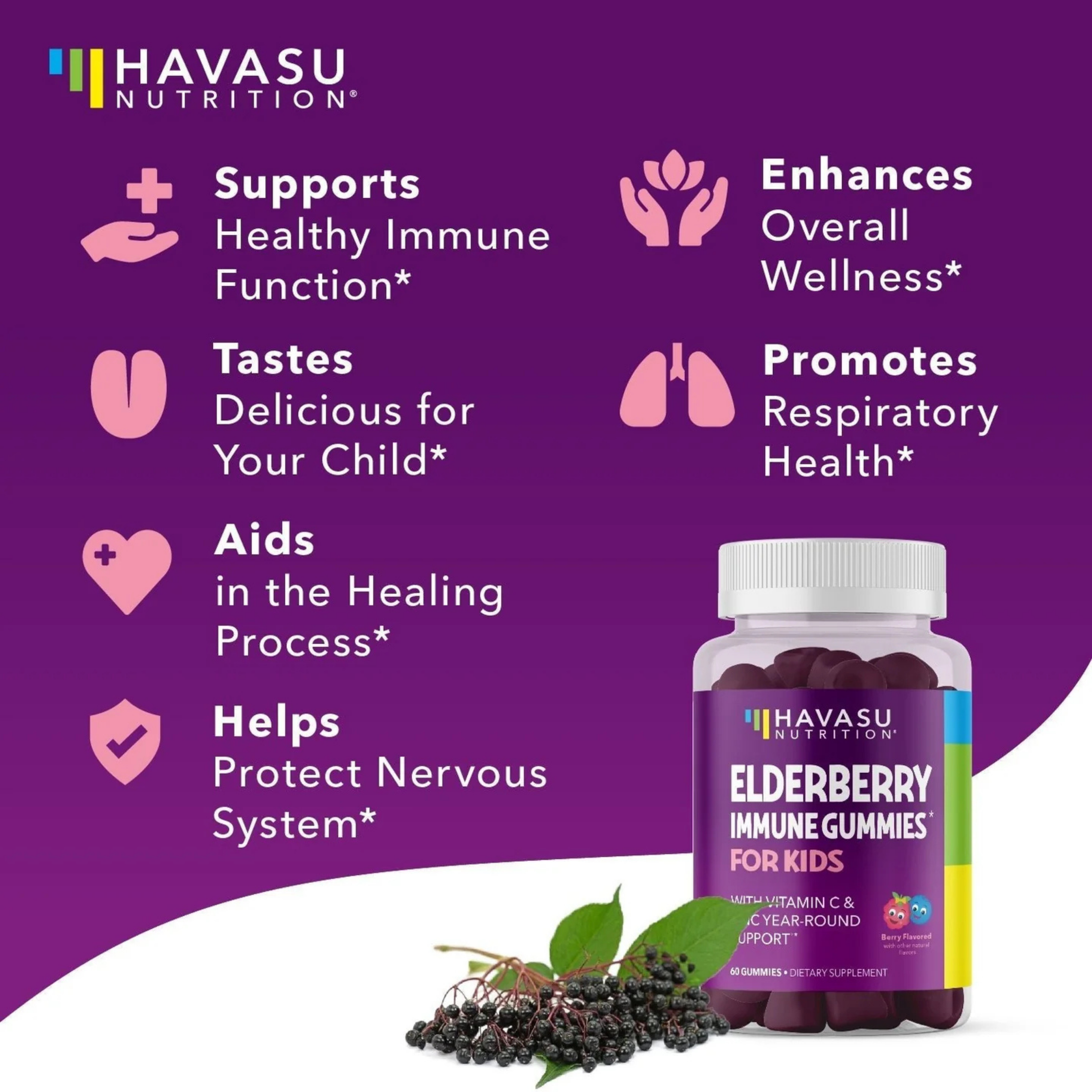 Havasu Nutrition, Elderberry Gummies for Kids, 60 Gummies