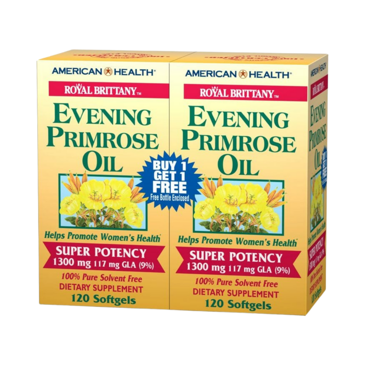 American Health, Evening Primrose Oil, 1300 mg, 120x2 Softgels