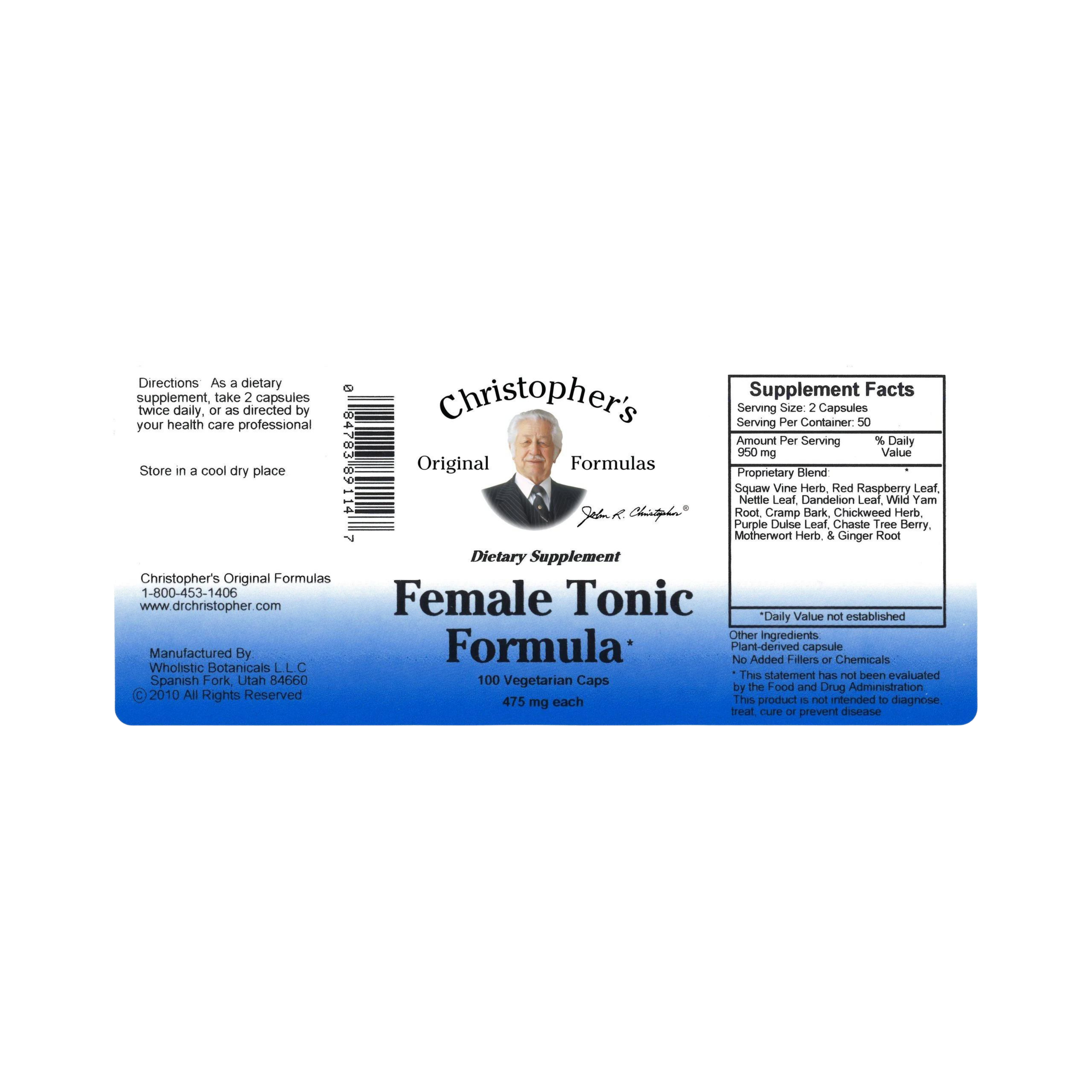 Christopher's Original Formulas, Female Tonic, 100 Capsules