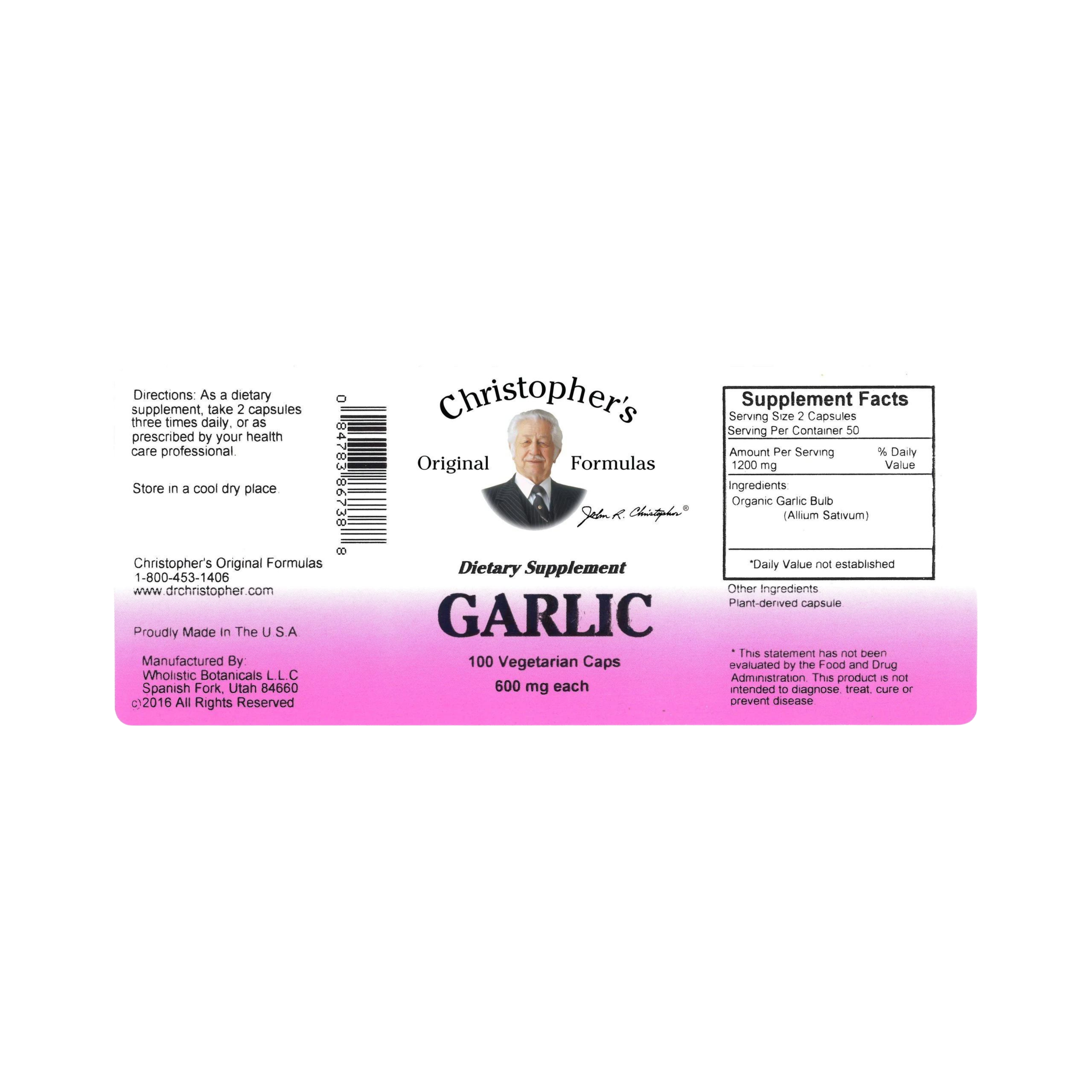 Christopher's Original Formulas, Garlic Bulb, 100 Capsules