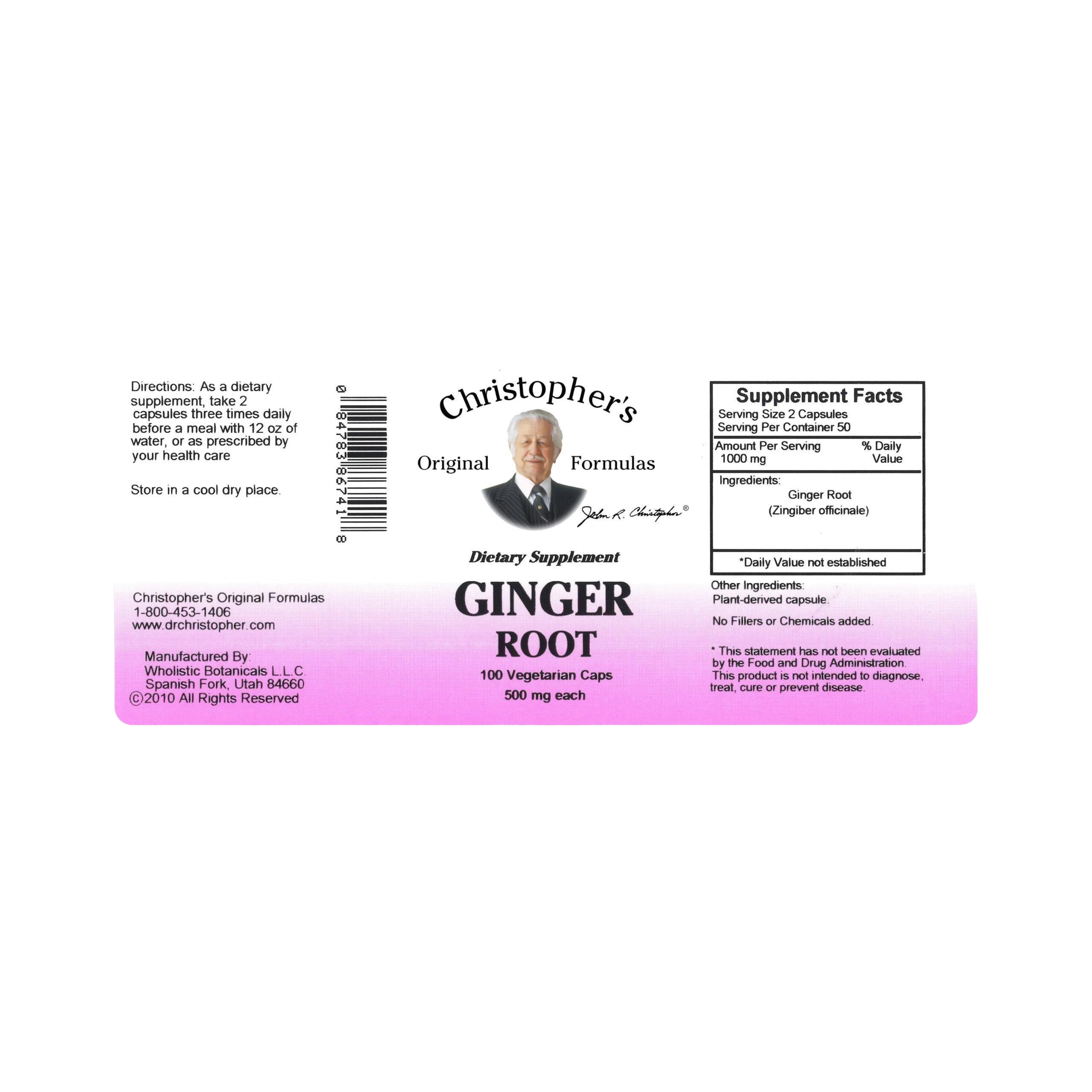 Christopher's Original Formulas, Ginger Root, 100 Capsules