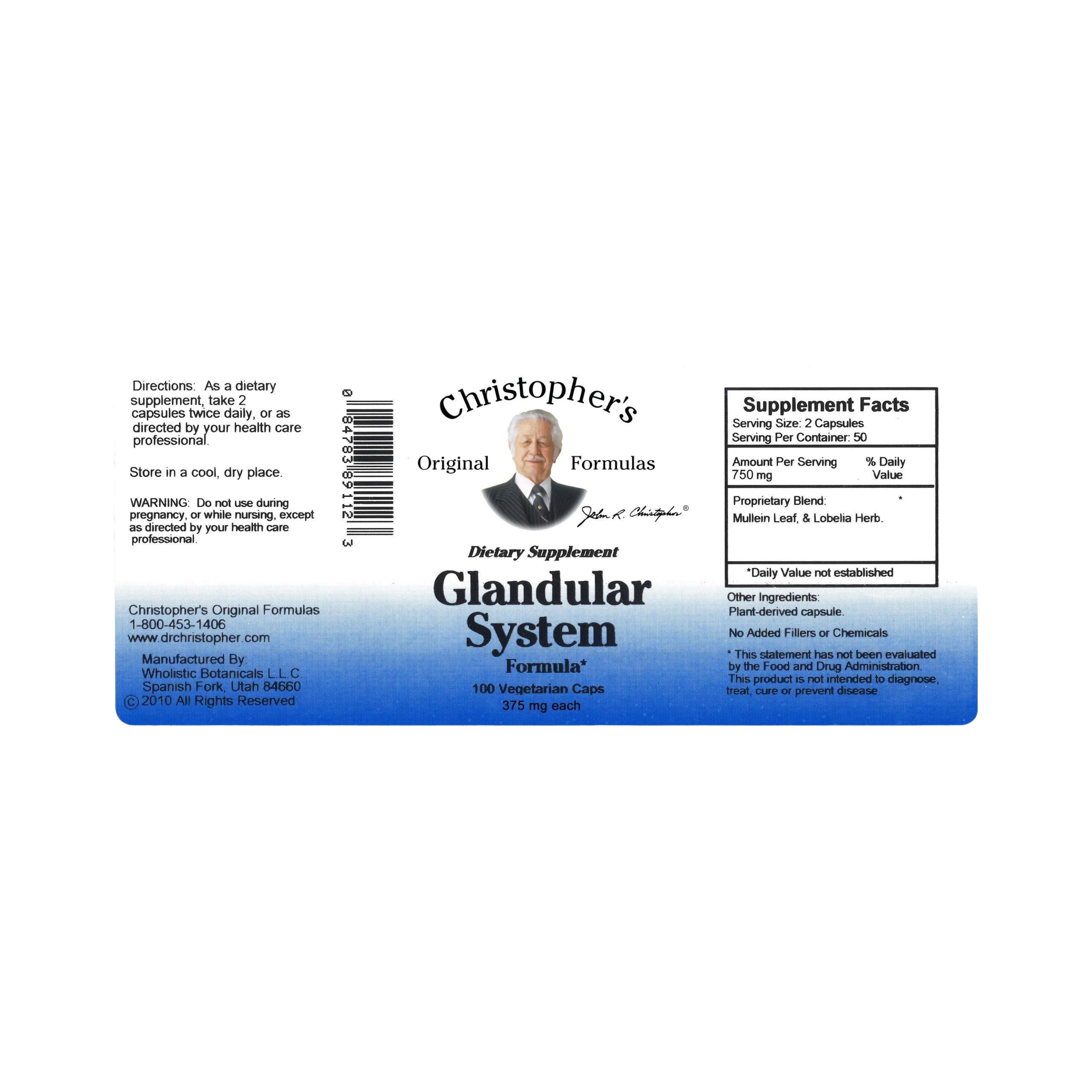 Christopher's Original Formulas, Glandular System, 100 Capsules