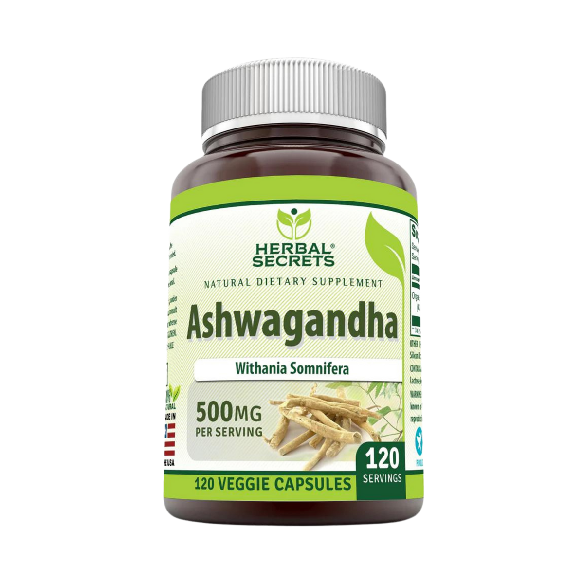 Herbal Secrets, Ashwagandha, 500 Mg, 120 Veggie Capsules